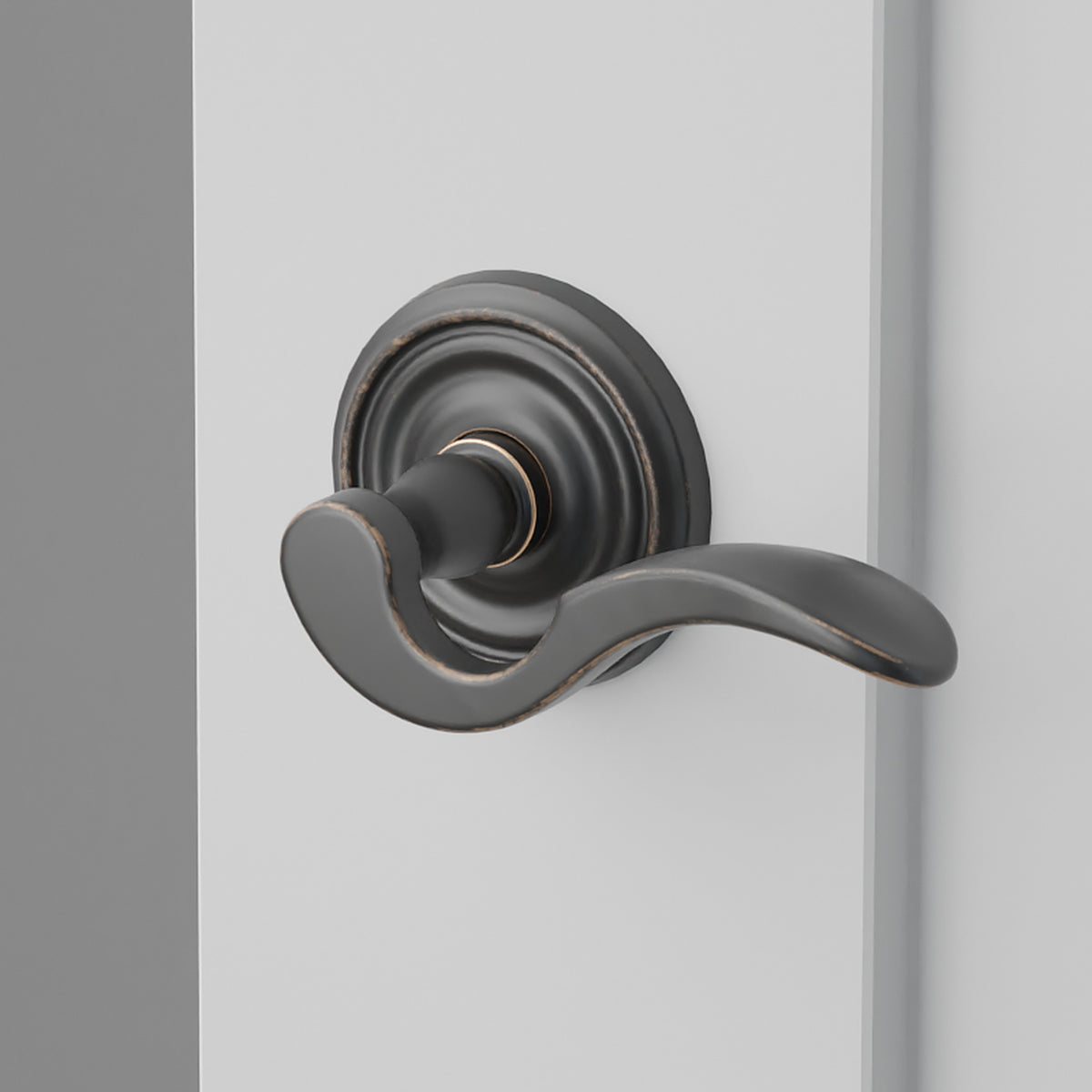 Cortina Lever Interior Lockset with Regular Rosette by Emtek, Oil-Rubbed Bronze, right handed