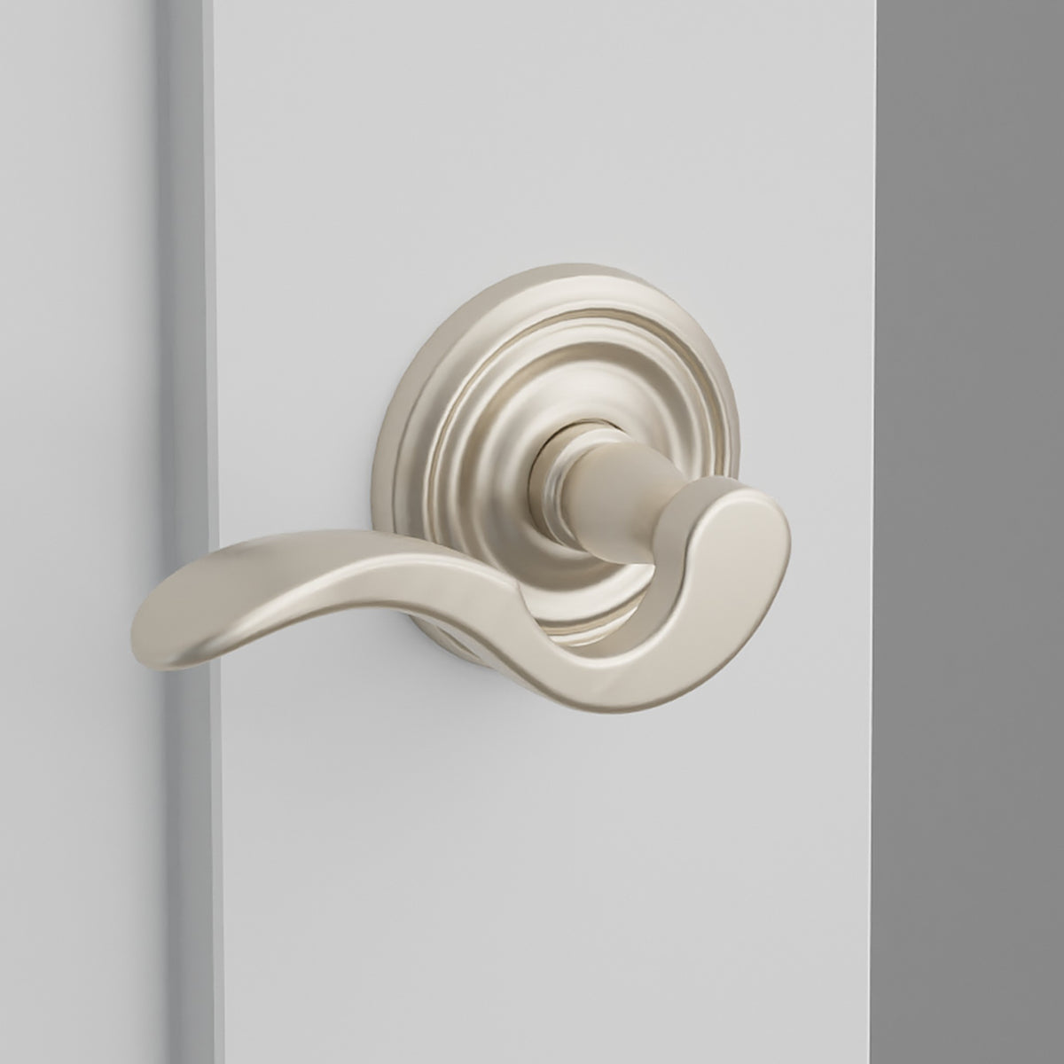 Cortina Lever Interior Lockset with Regular Rosette by Emtek, Satin Nickel, left handed