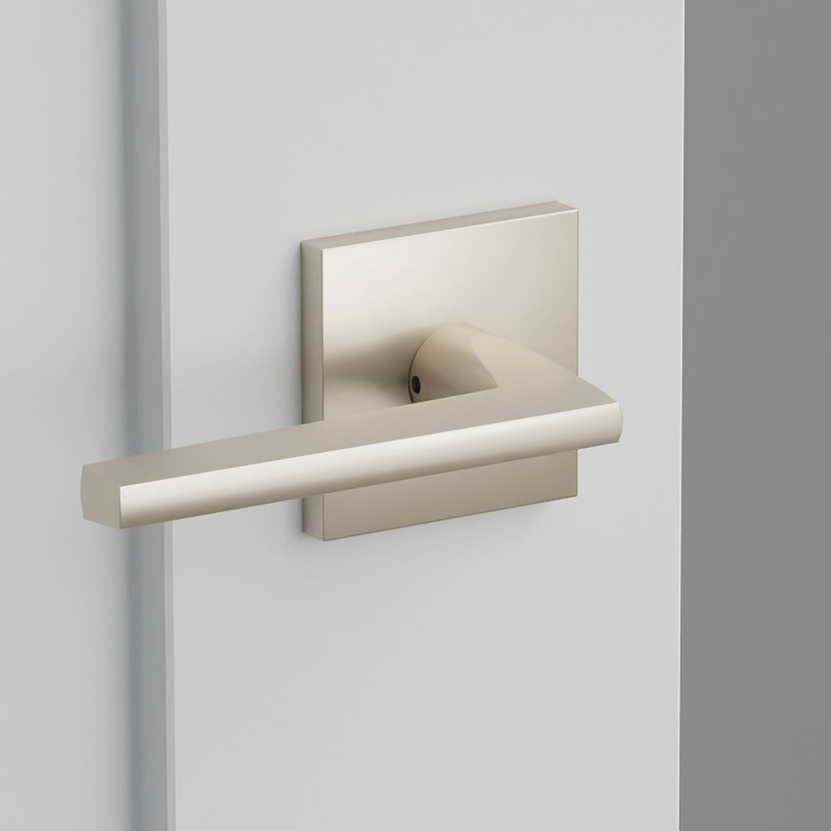 Helios Lever Interior Lockset with Square Rosette by Emtek, Satin Nickel, left handed