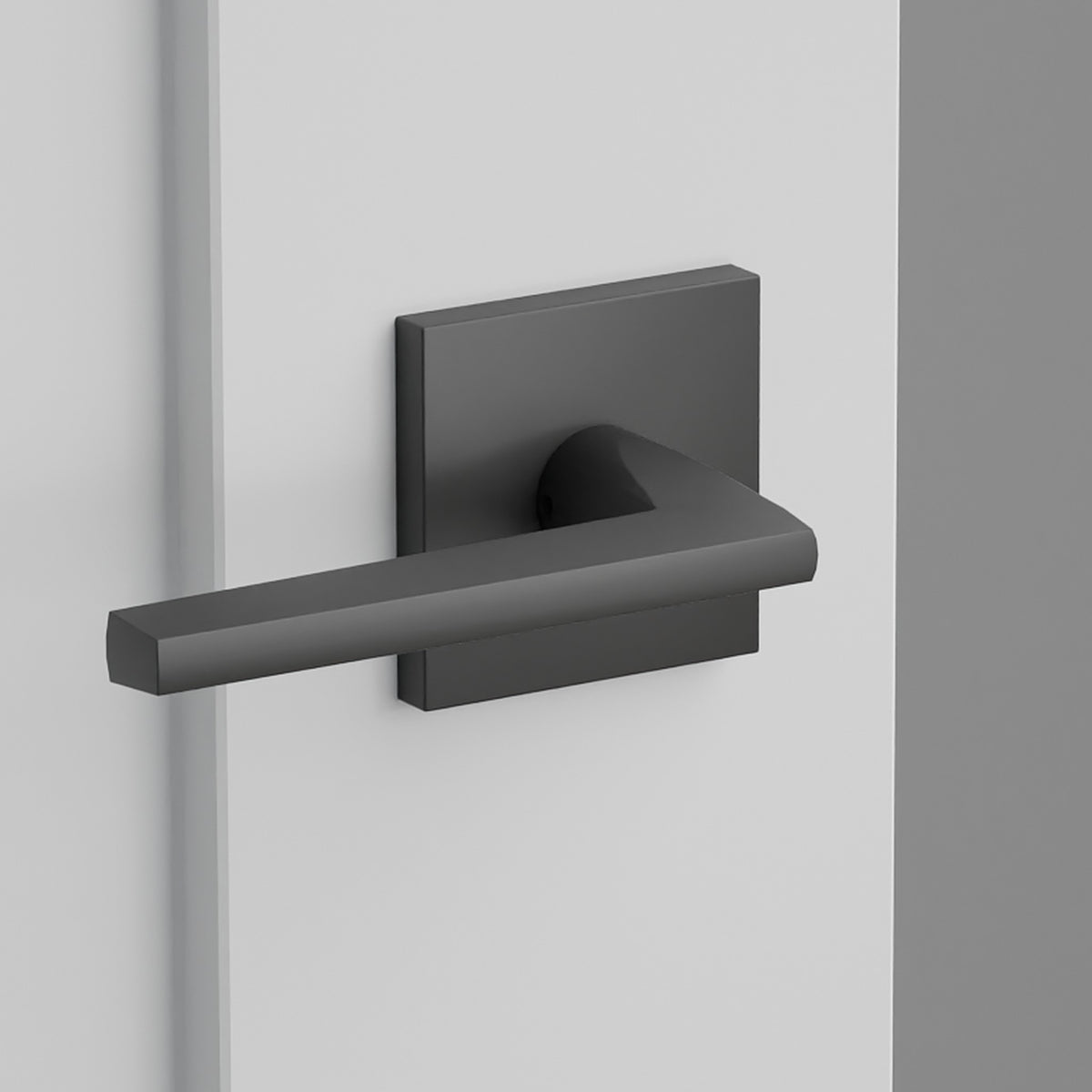 Helios Lever Interior Lockset with Square Rosette by Emtek, Flat Black, left handed