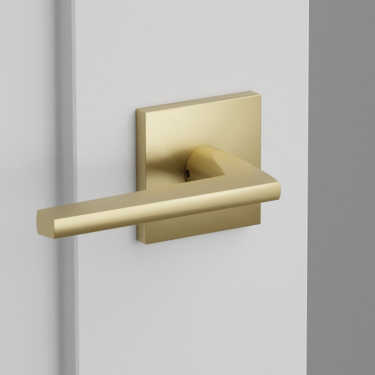 Helios Lever Interior Lockset with Square Rosette by Emtek, Satin Brass, left handed