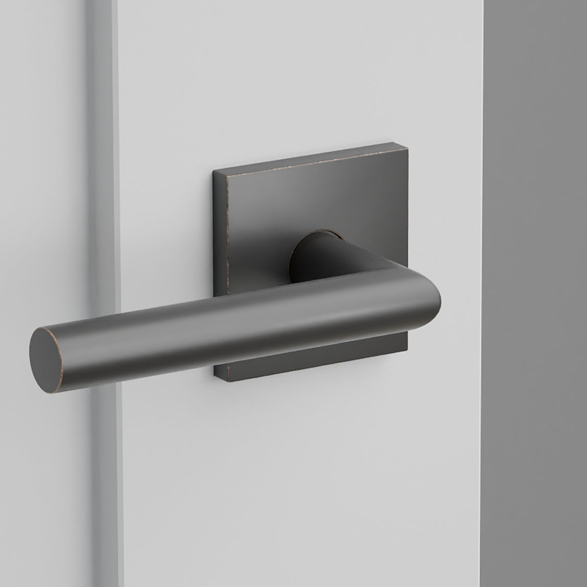 Stuttgart Lever Interior Lockset with Square Rosette by Emtek, Oil-Rubbed Bronze, left handed