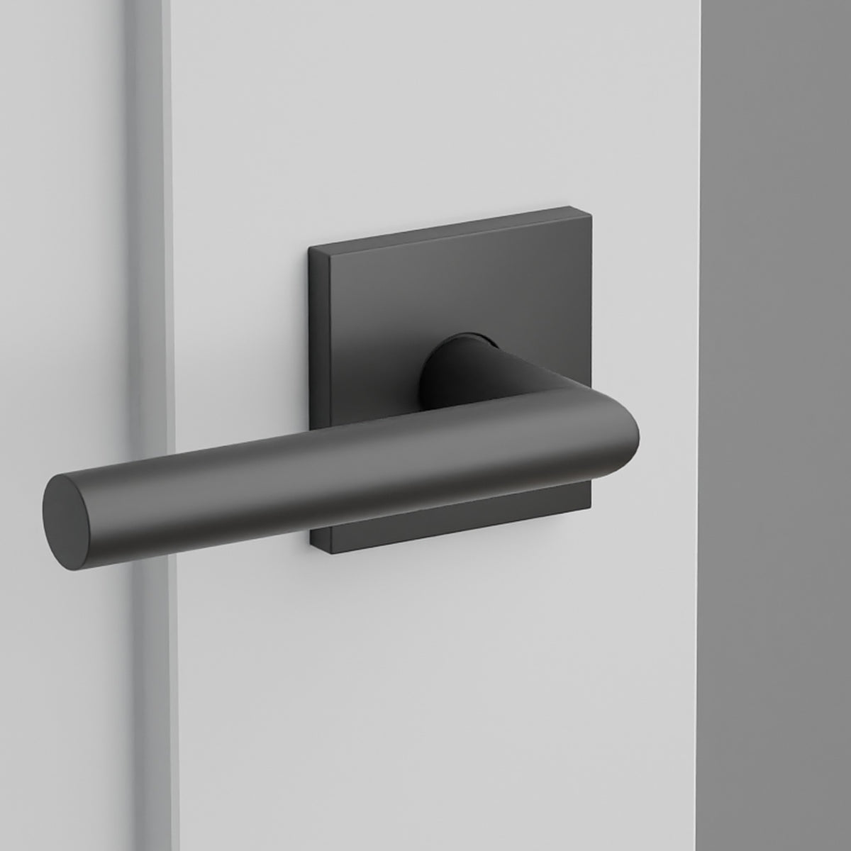 Stuttgart Lever Interior Lockset with Square Rosette by Emtek, Flat Black, left handed