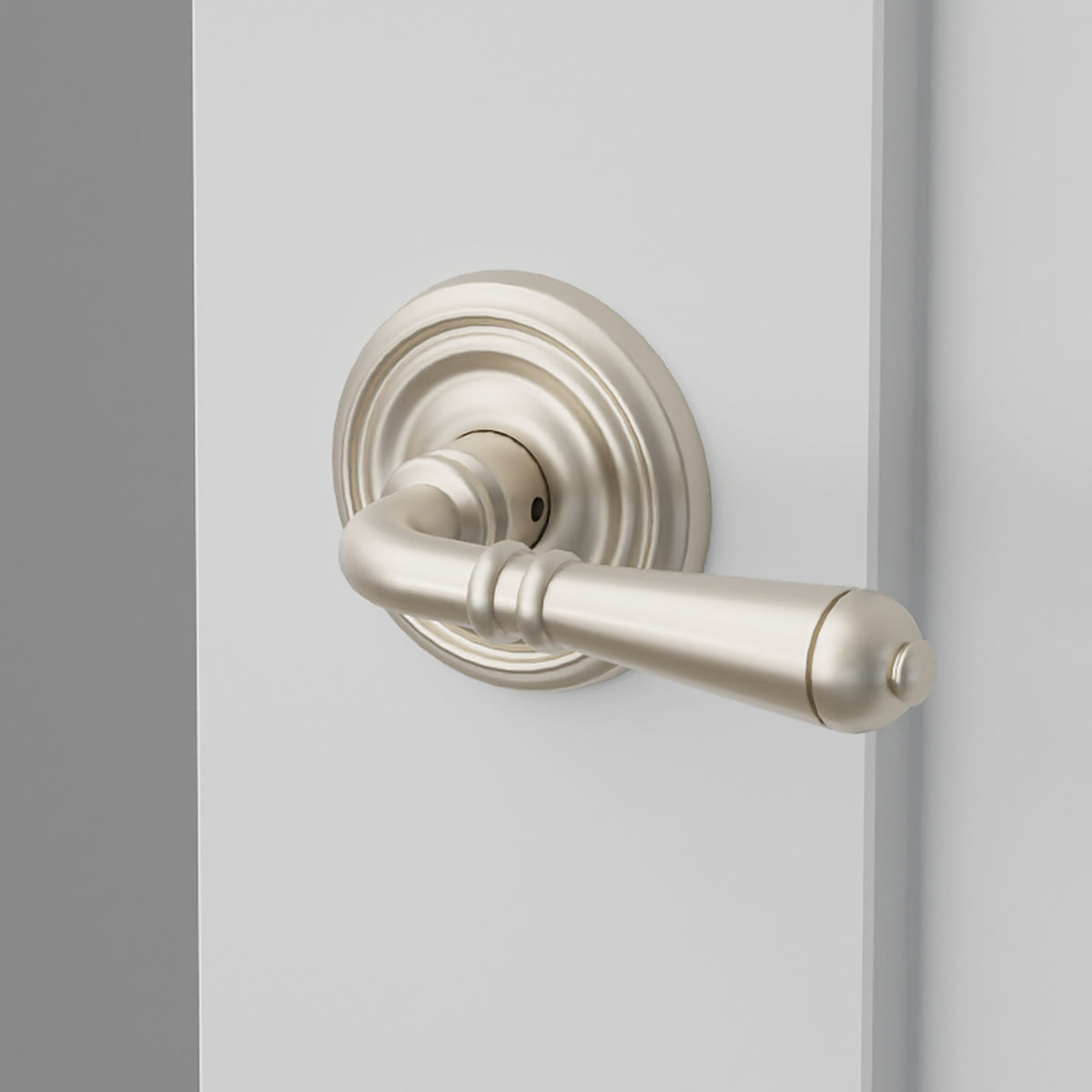 Turino Lever Interior Lockset with Regular Rosette by Emtek, Satin Nickel, right handed