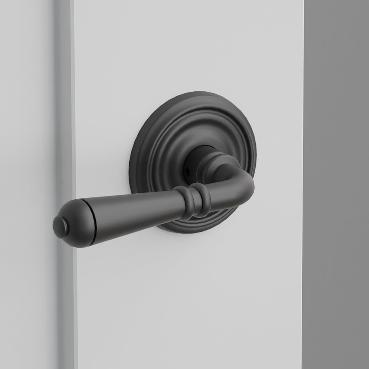 Turino Lever Interior Lockset with Regular Rosette by Emtek, Flat Black, left handed