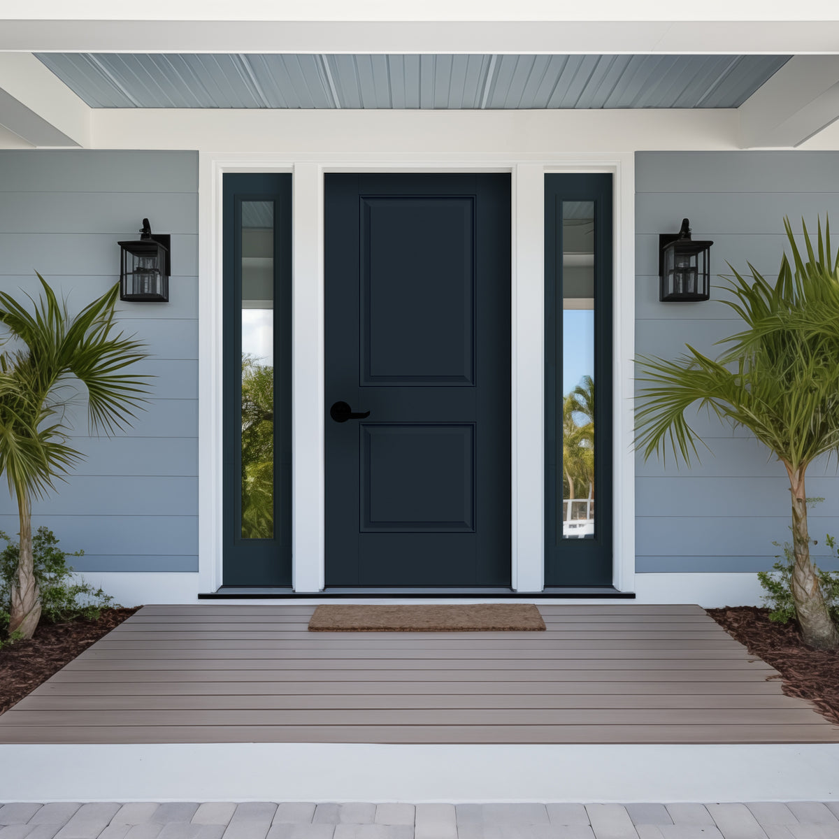 2 Panel ADA fiberglass entry door, shown installed