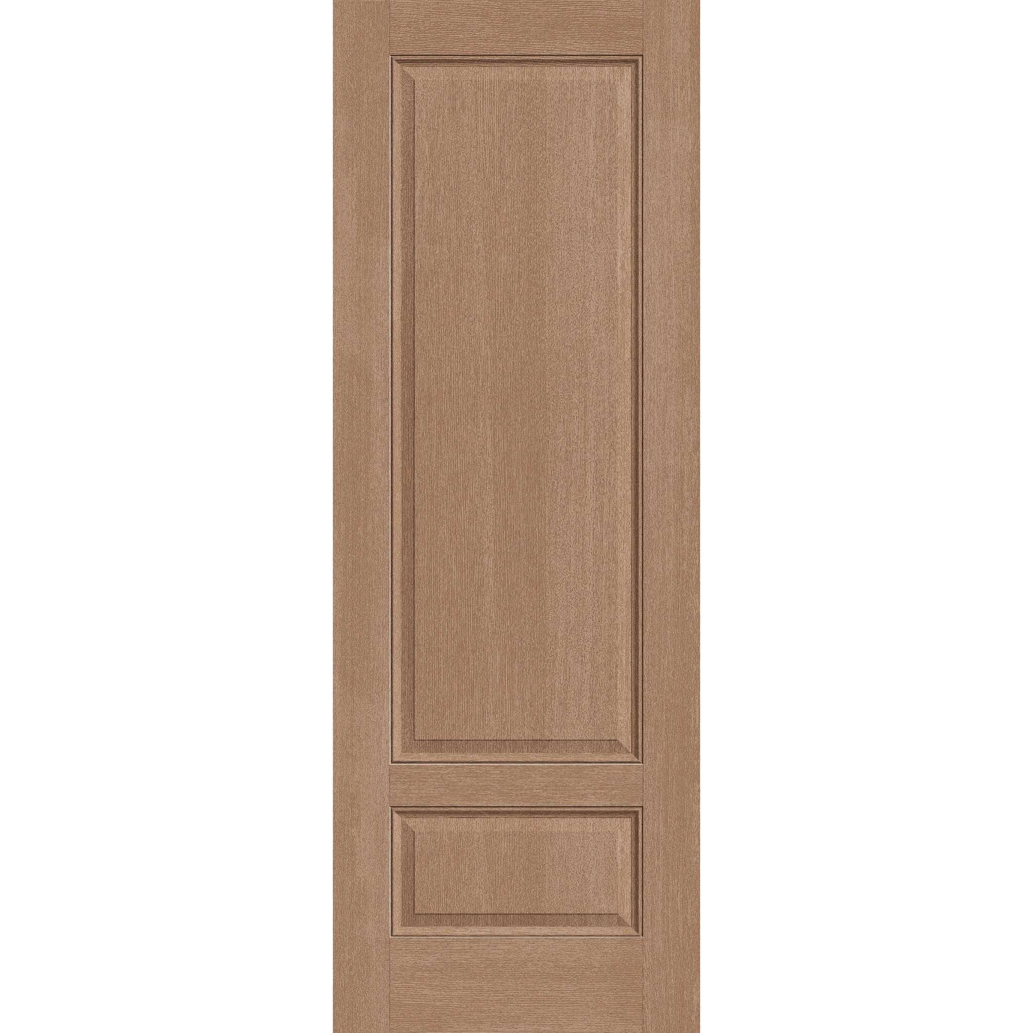 Fiberglass entry door, 2 panel 3/4, 34" x 96", tan woodgrain finish