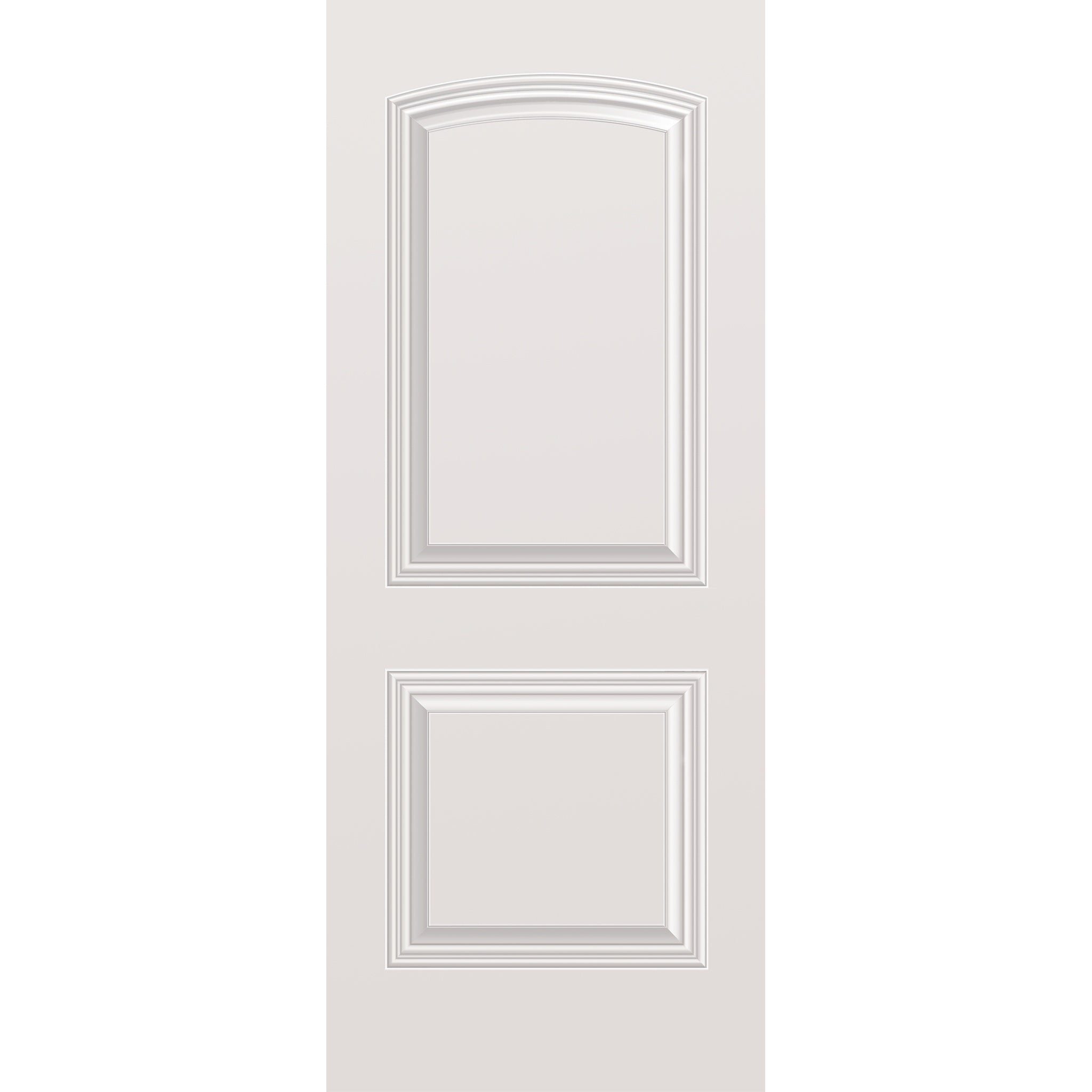 Wood edge steel entry door, 2 panel cambertop, 32" x 80", primed white finish