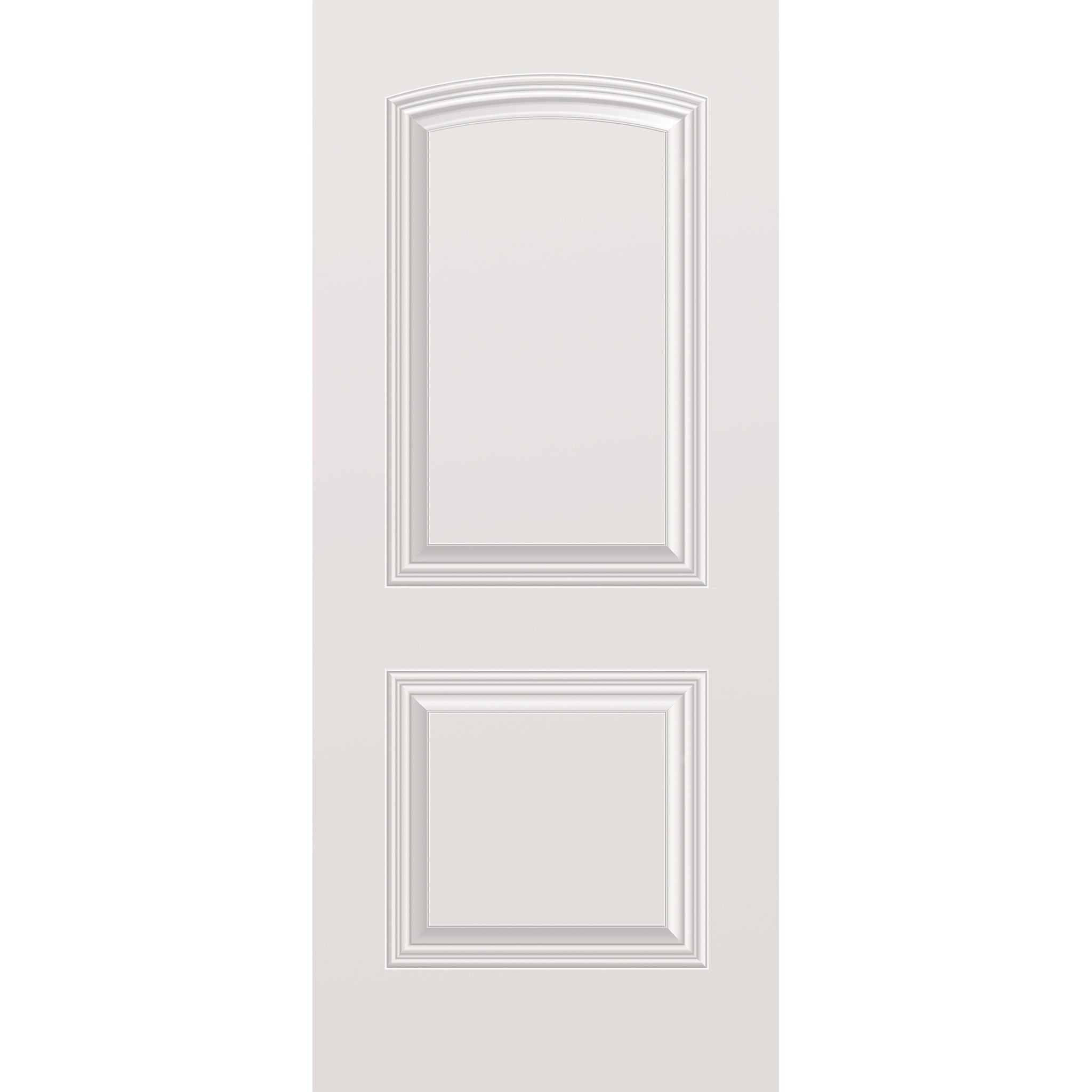 Steel edge entry door, 2 panel cambertop, 34" x 80", primed white finish