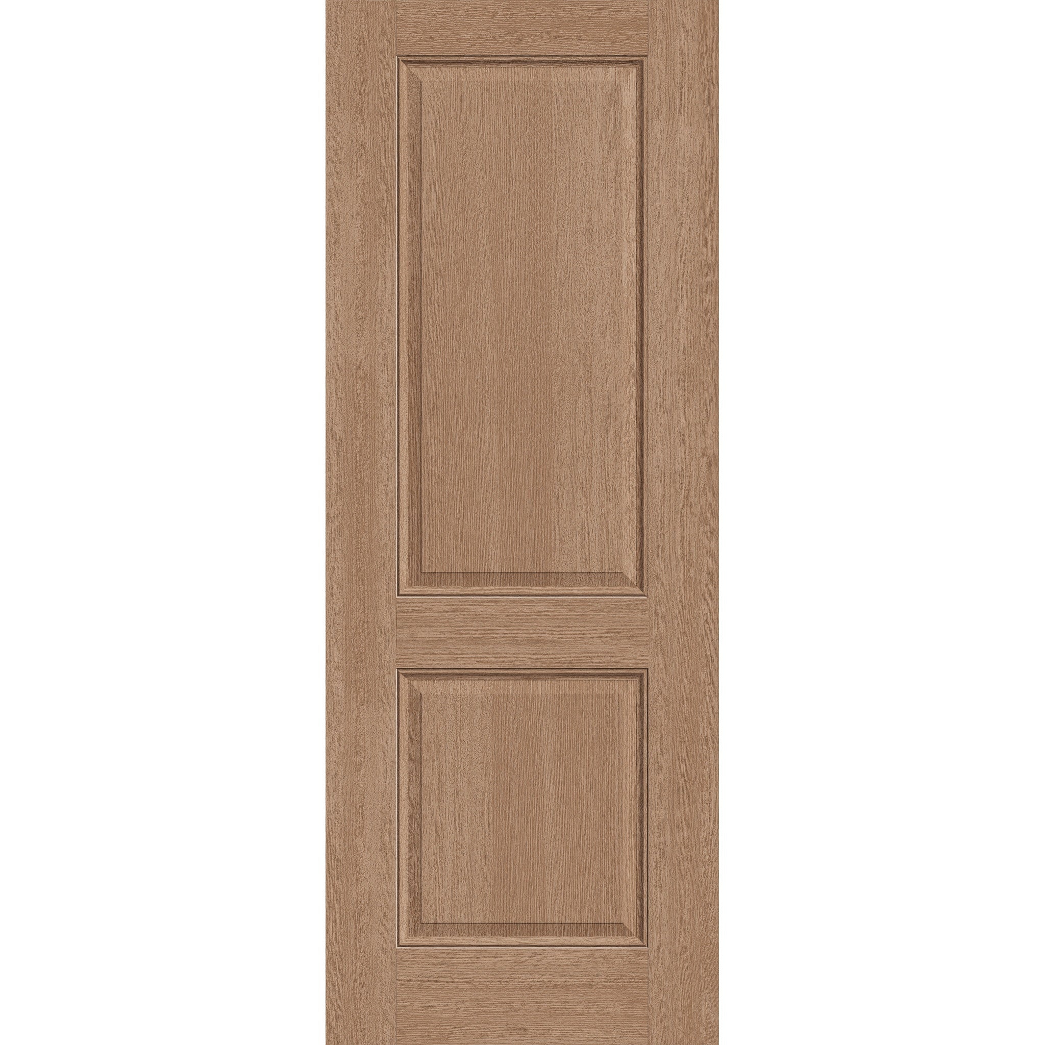 Fiberglass entry door, 2 panel, 36" x 96", tan woodgrain finish