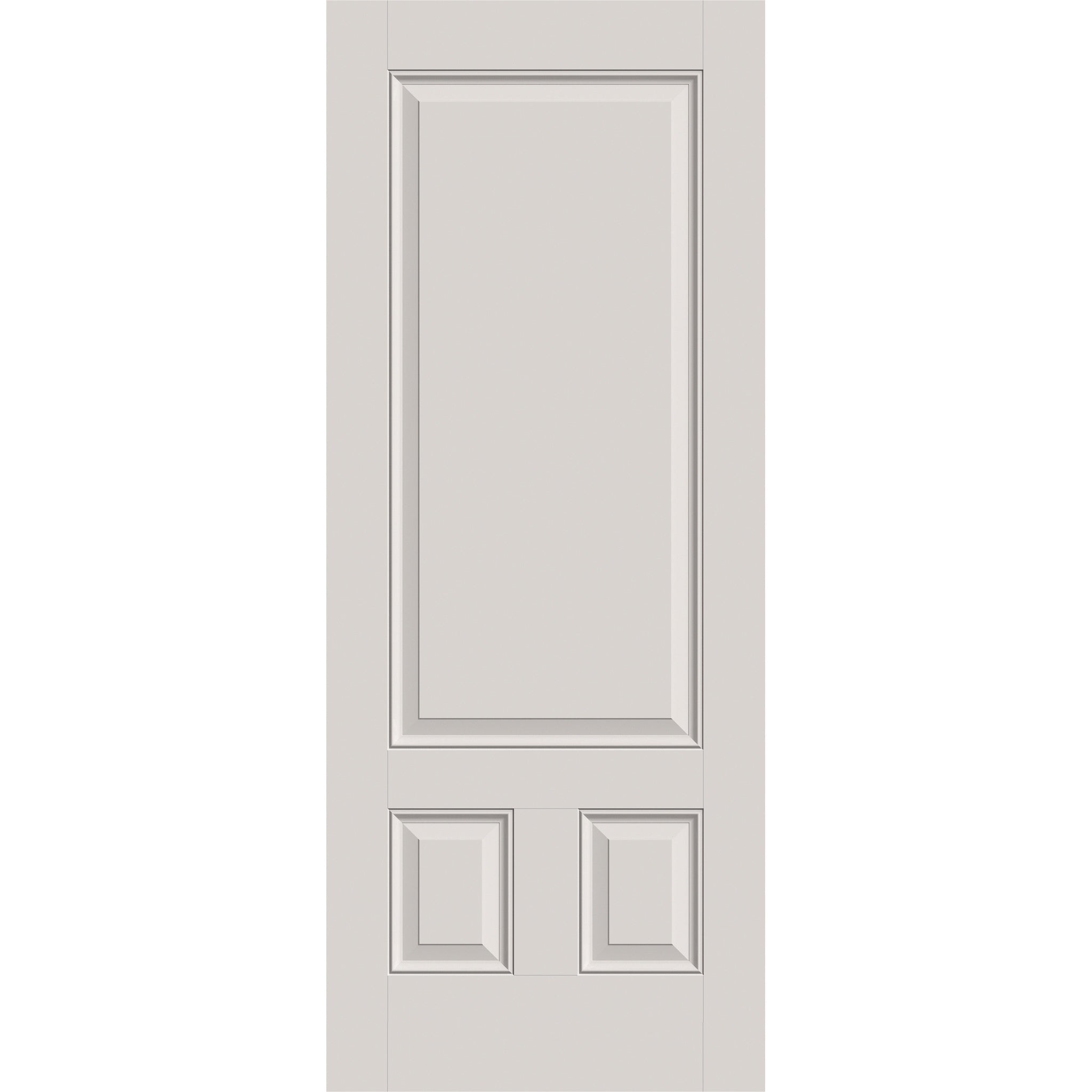 Hurricane-rated fiberglass entry door, 3 panel 3/4, 32" x 80", white satin smooth finish