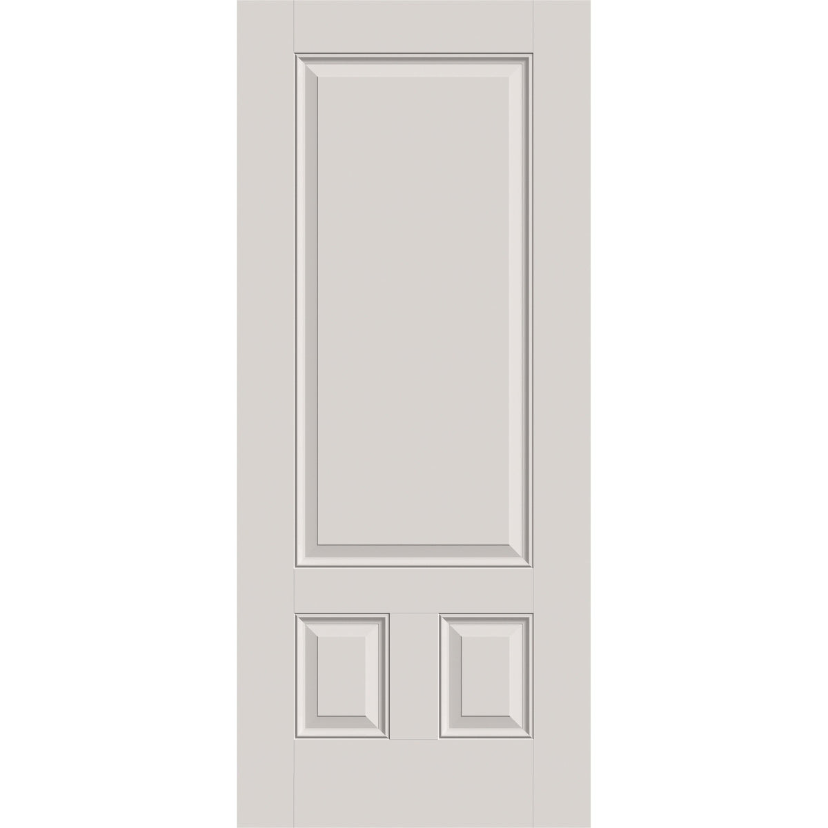 Fiberglass entry door, 3 panel 3/4, 34" x 80", white satin smooth finish