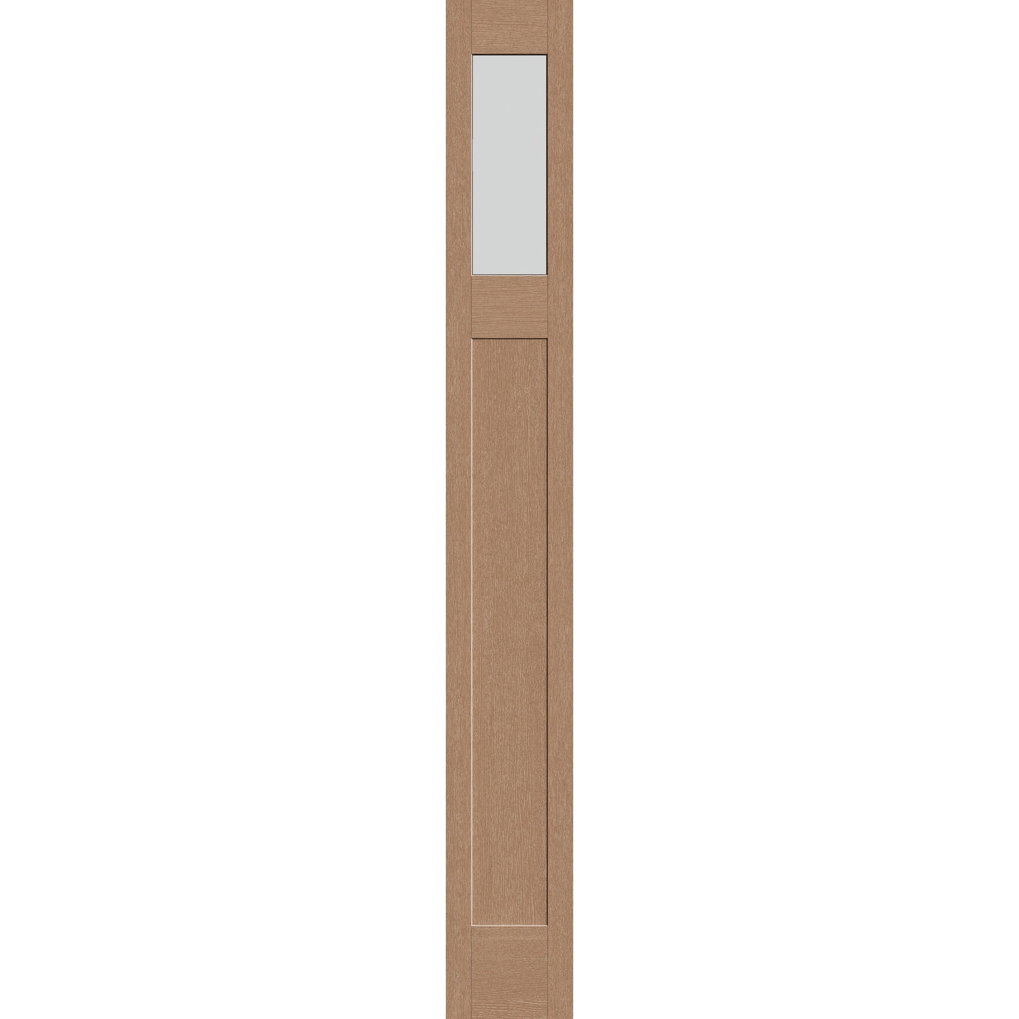 Frost flush glazed hurricane-rated fiberglass sidelite panel, Craftsman, 12" x 96", tan woodgrain finish