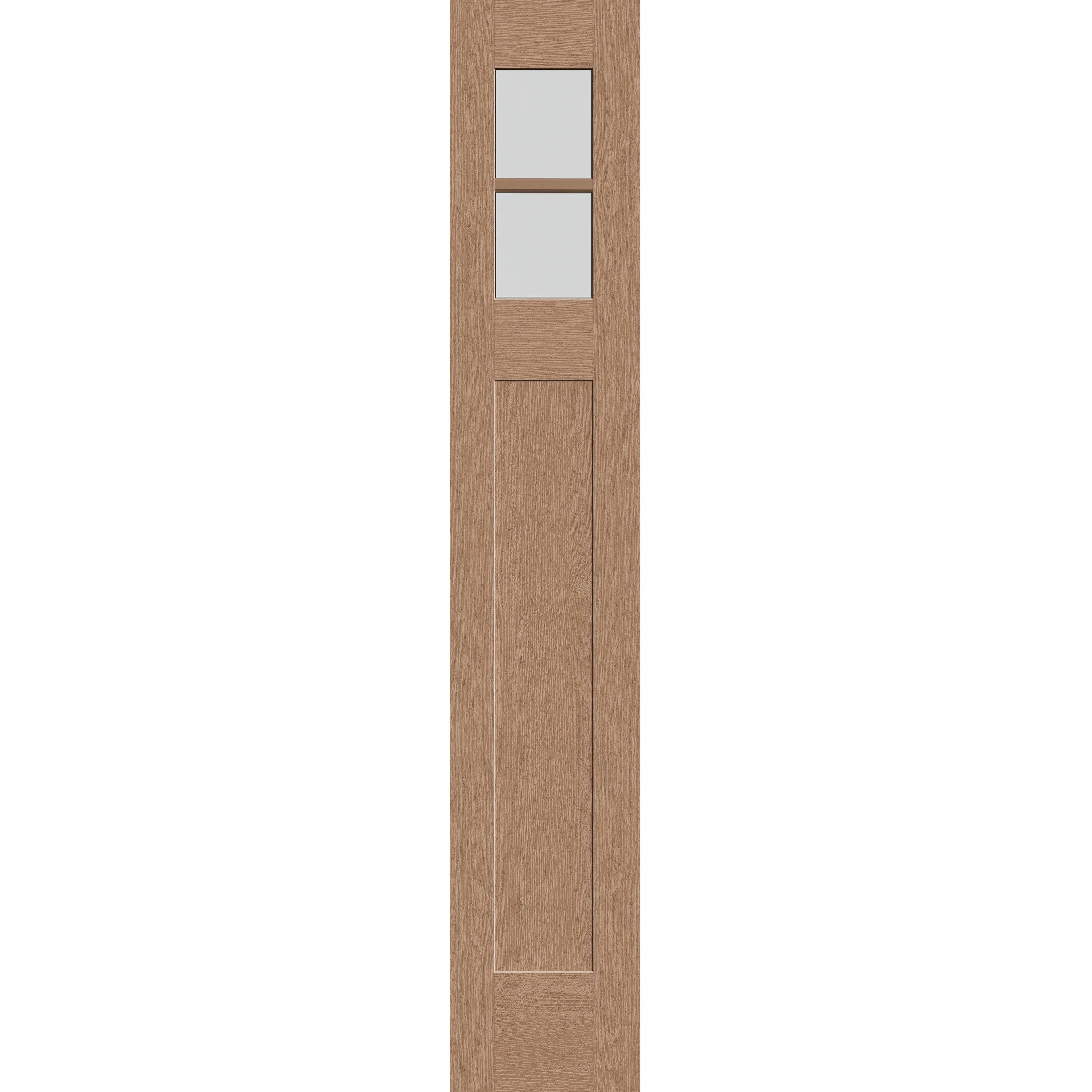 Frost flush glazed fiberglass sidelite panel, Craftsman, 14" x 80", tan woodgrain finish