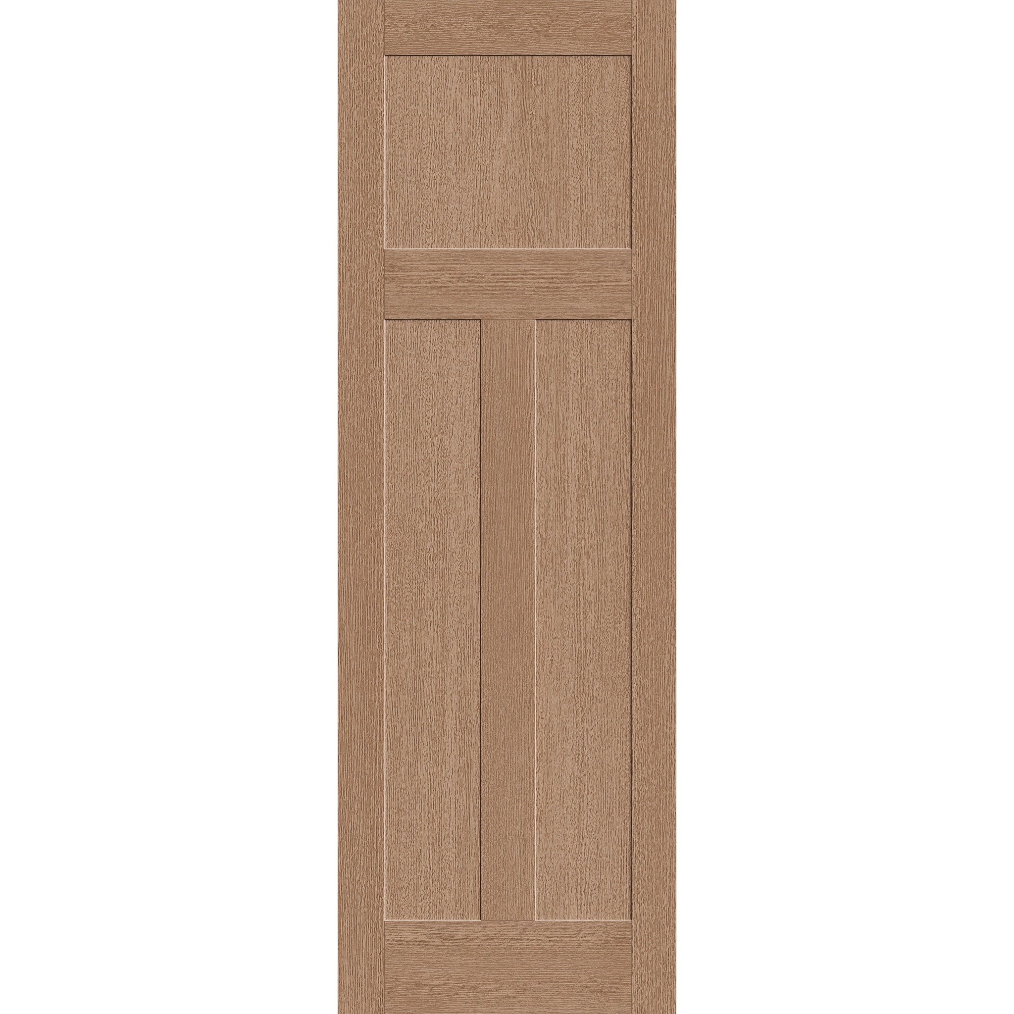 Fiberglass entry door, 3 panel Craftsman, 32" x 96", tan woodgrain finish