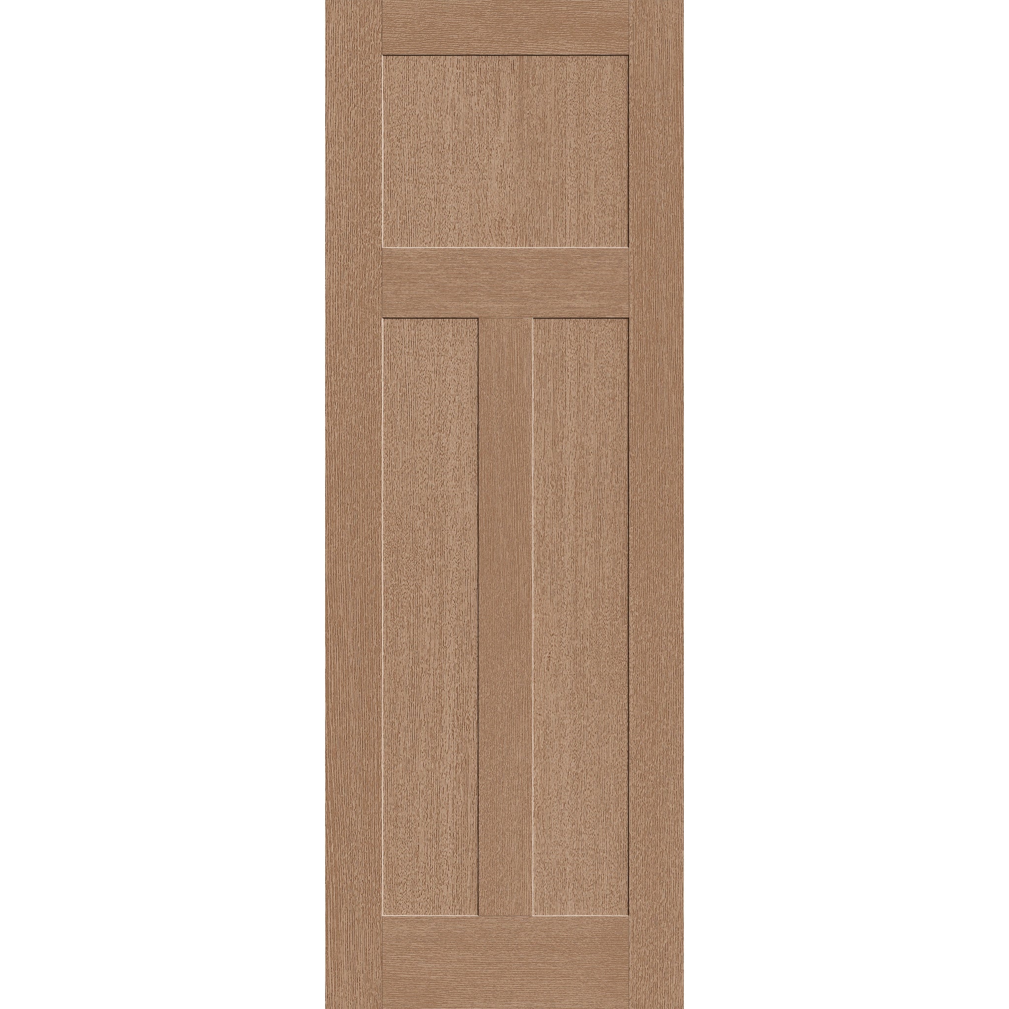 Fiberglass entry door, 3 panel Craftsman, 34" x 96", tan woodgrain finish