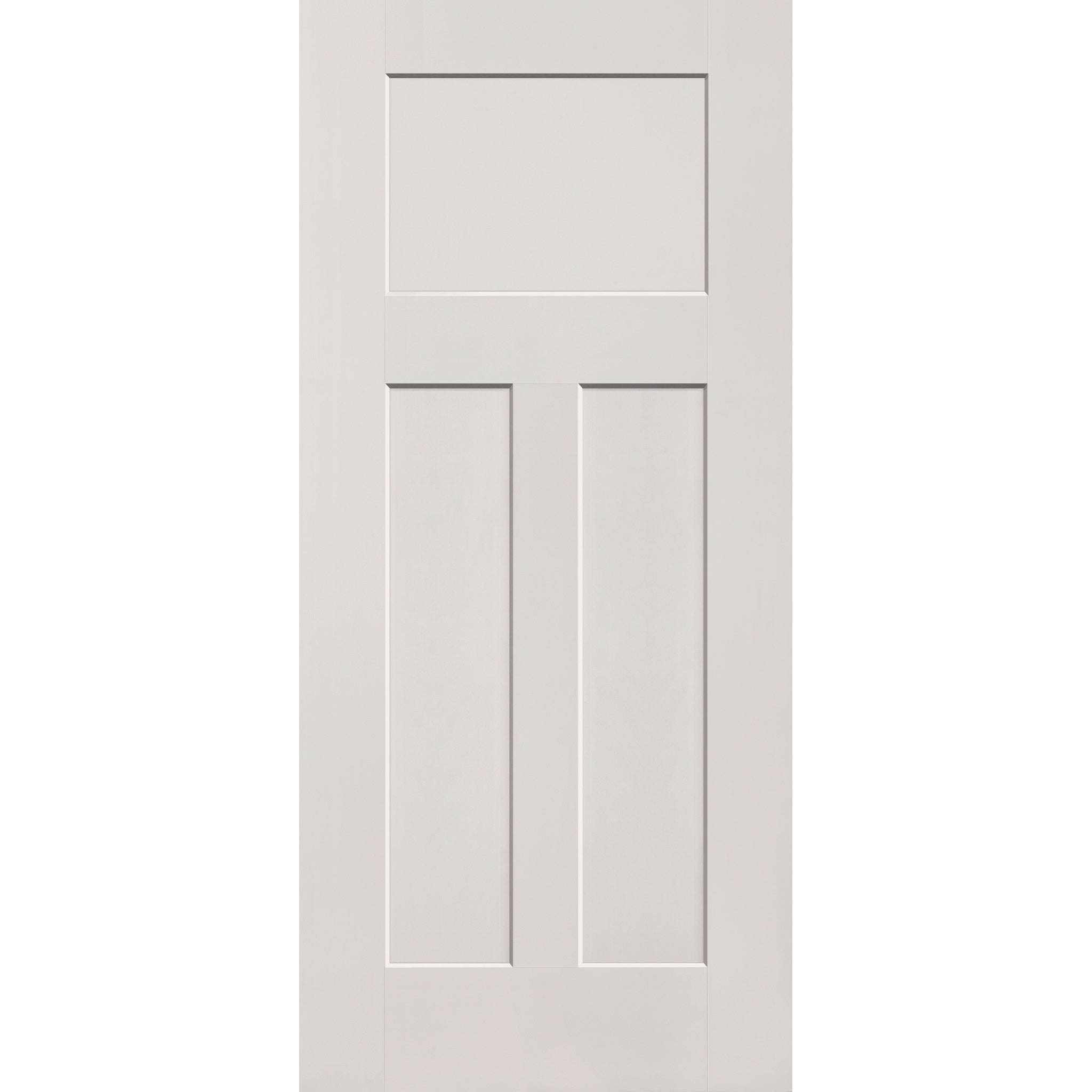 Fiberglass entry door, 3 panel Craftsman, 36" x 80", white satin smooth finish