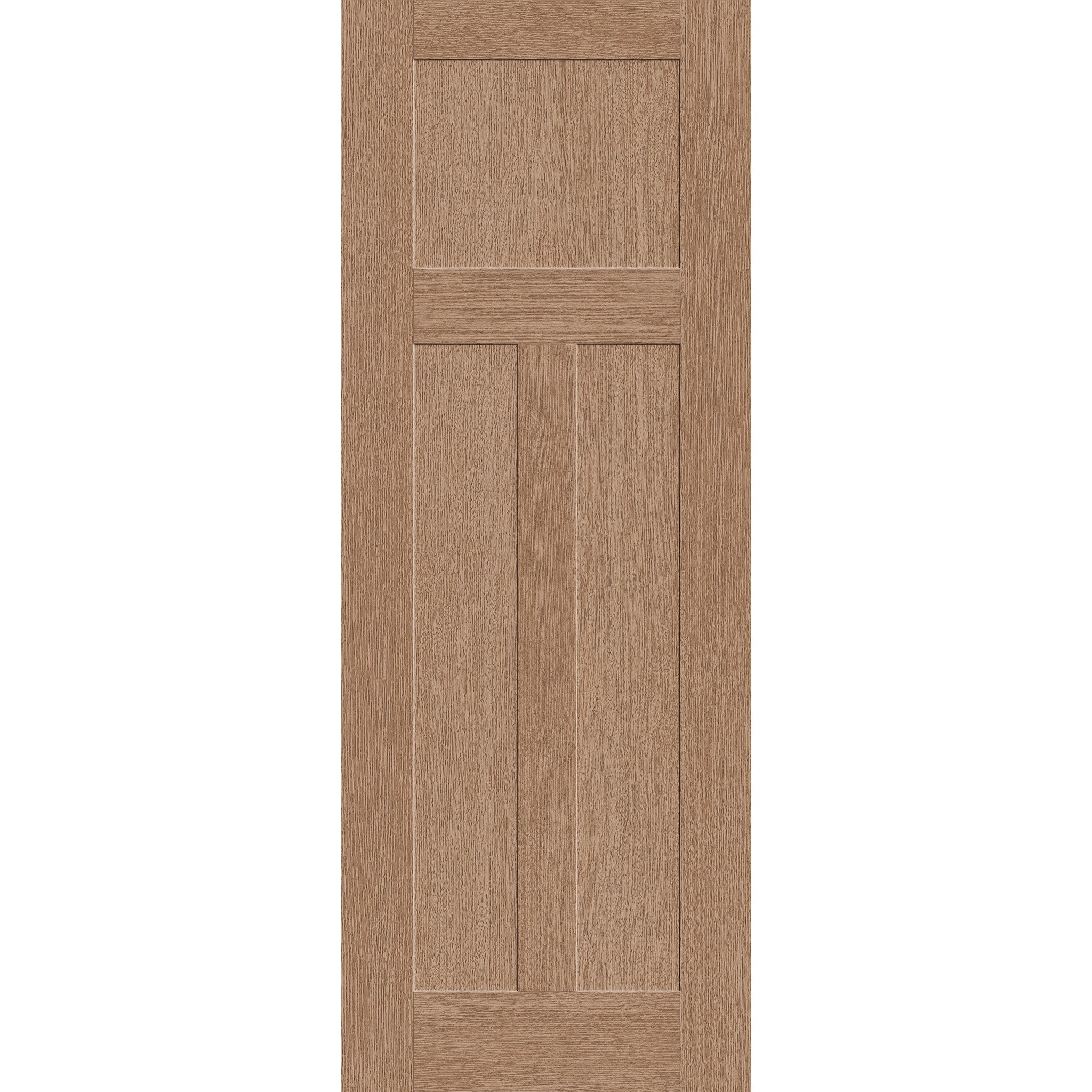 Fiberglass entry door, 3 panel Craftsman, 36" x 96", tan woodgrain finish