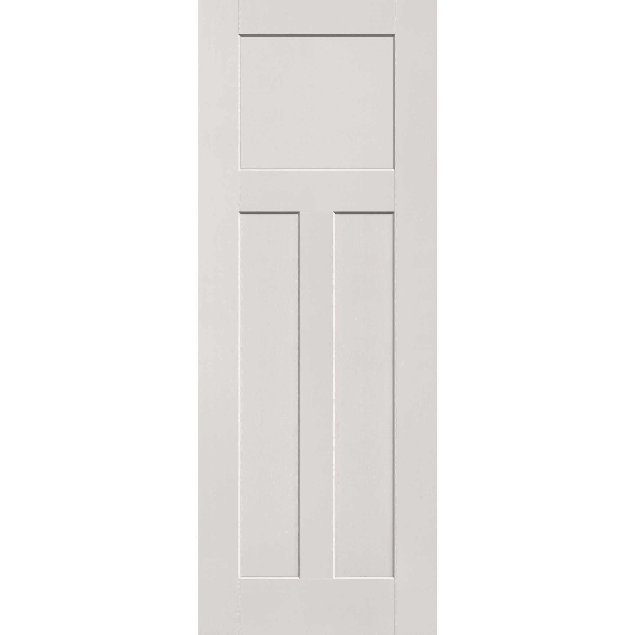20-minute fire-rated fiberglass entry door, 3 panel Craftsman, 36" x 96", white satin smooth finish