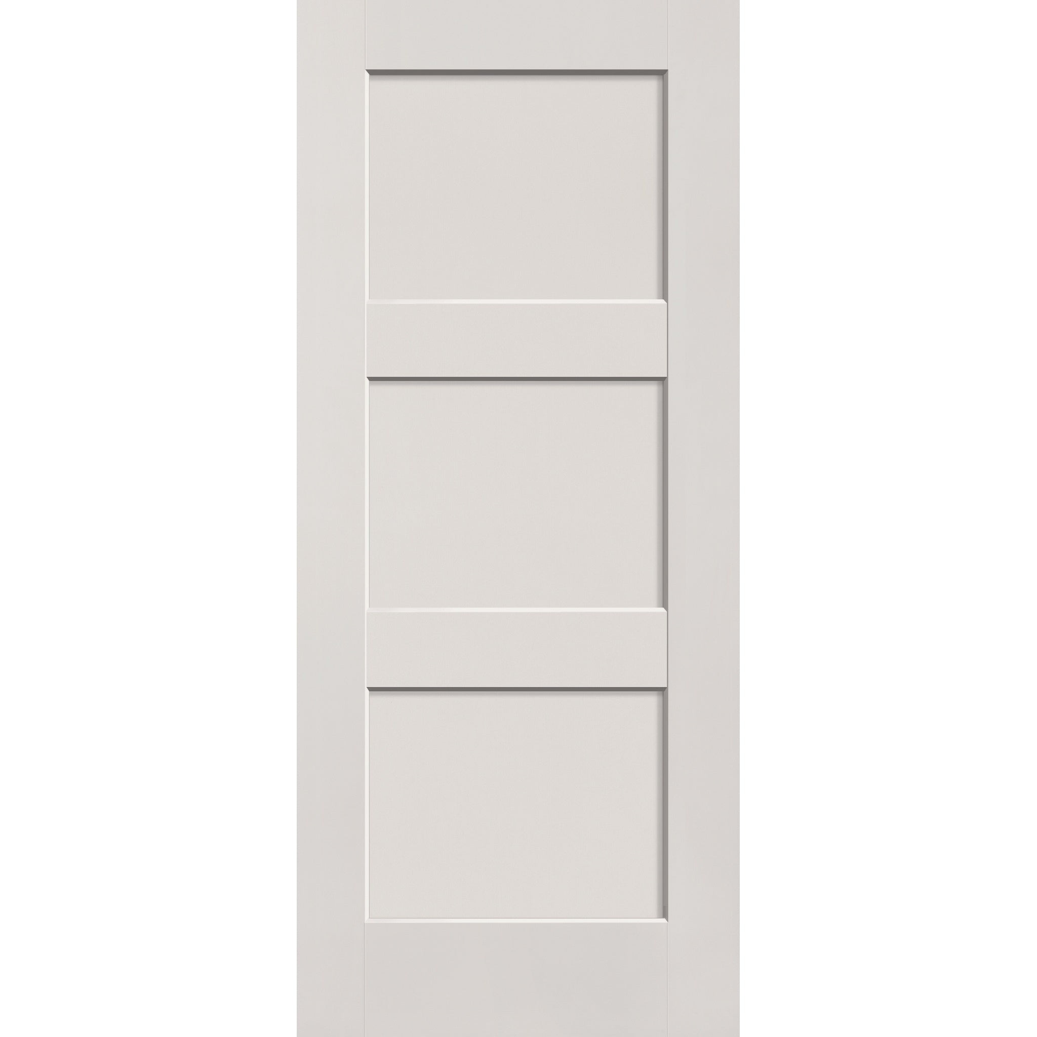 Fiberglass entry door, 3 panel shaker, 34" x 80", white satin smooth finish