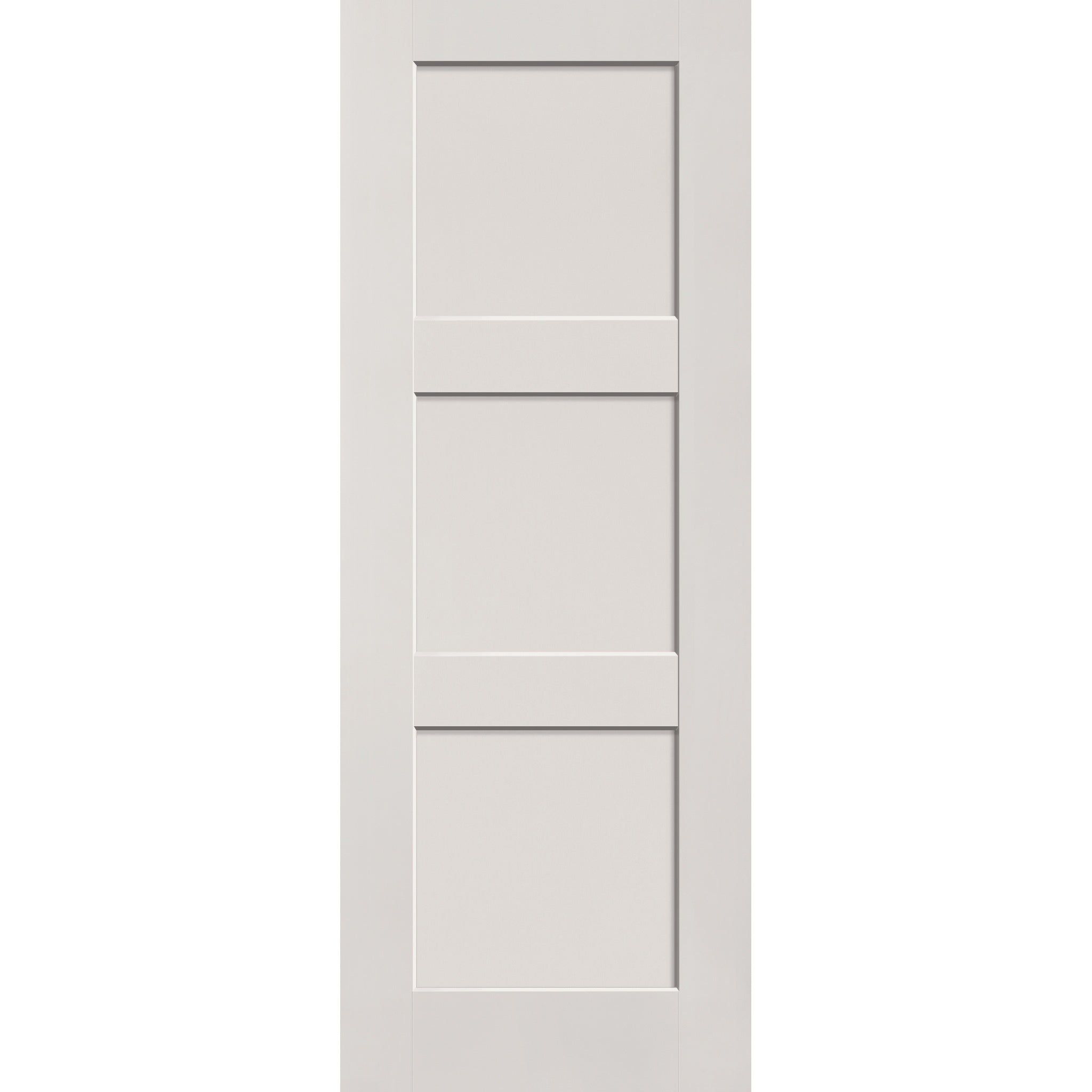 Fiberglass entry door, 3 panel shaker, 36" x 96", white satin smooth finish