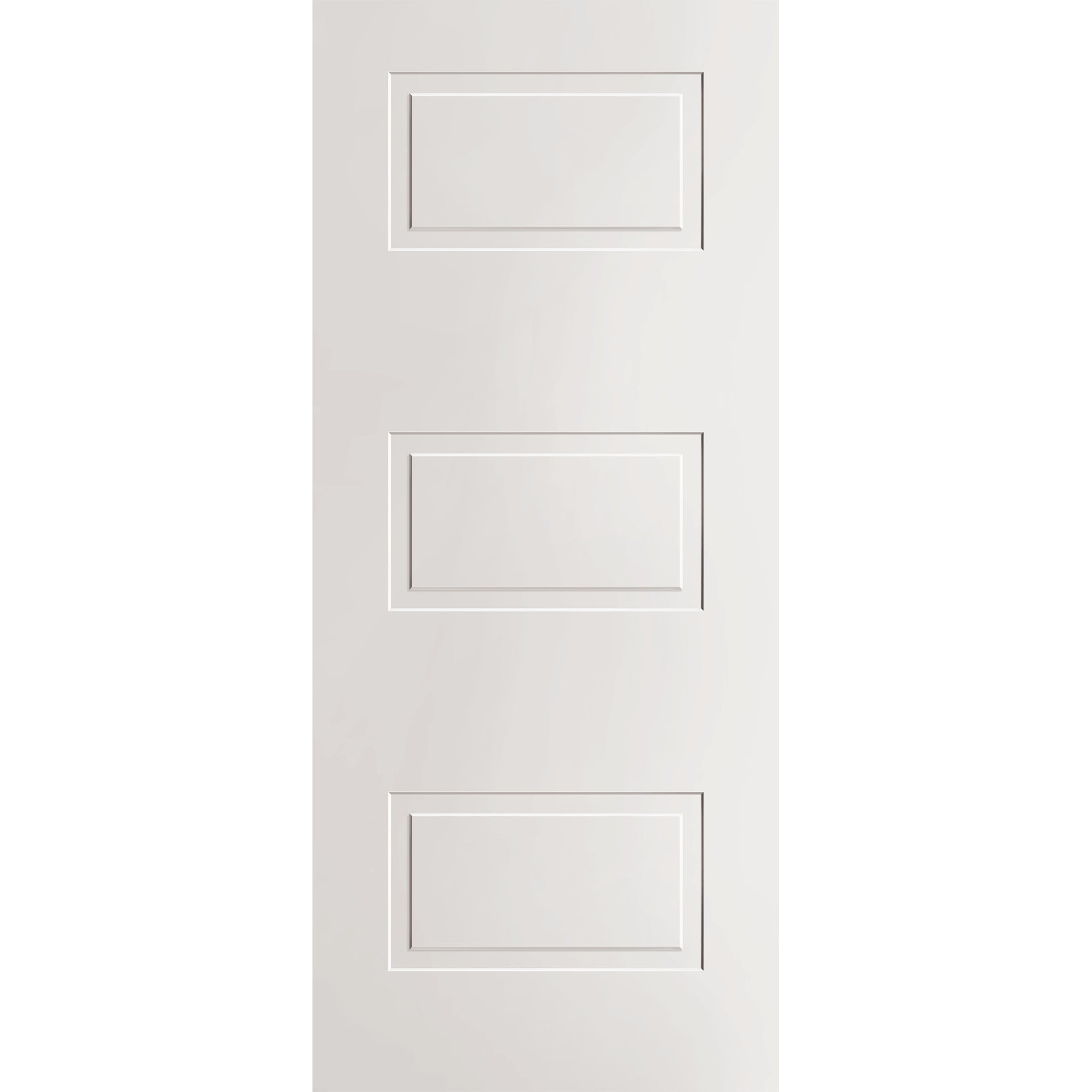 Wood edge steel entry door, 3 panel urban, 34" x 80", primed white finish