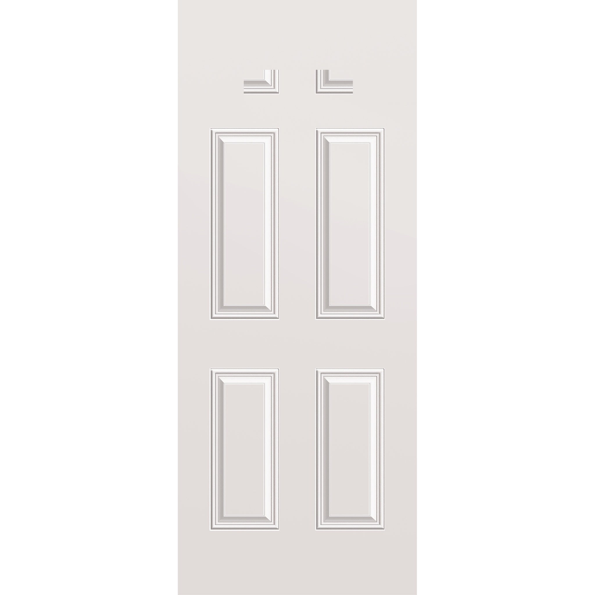 Steel edge entry door, 4 panel blank top, 32" x 80", primed white finish