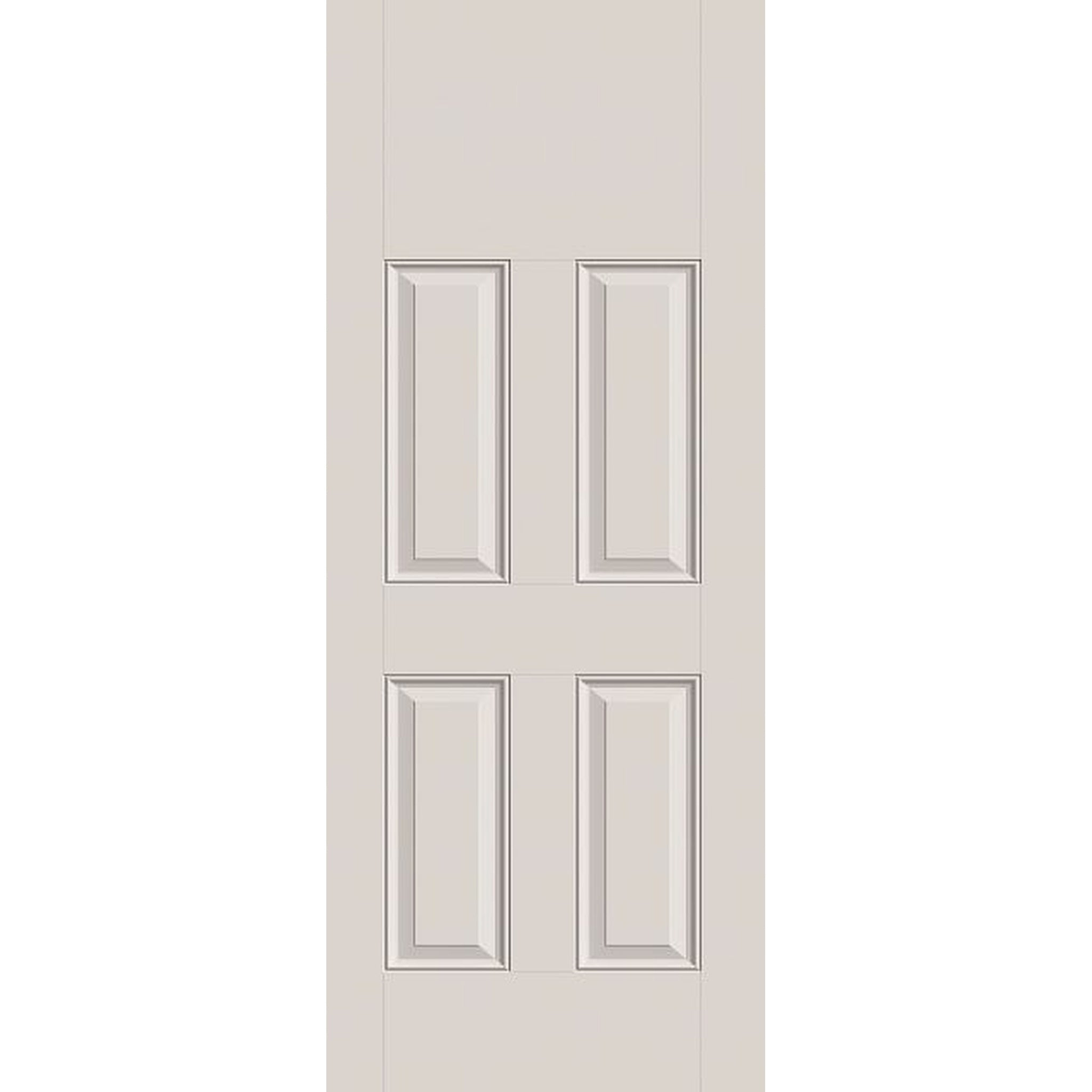Fiberglass entry door, 4 panel blank top, 32" x 80", white satin smooth finish