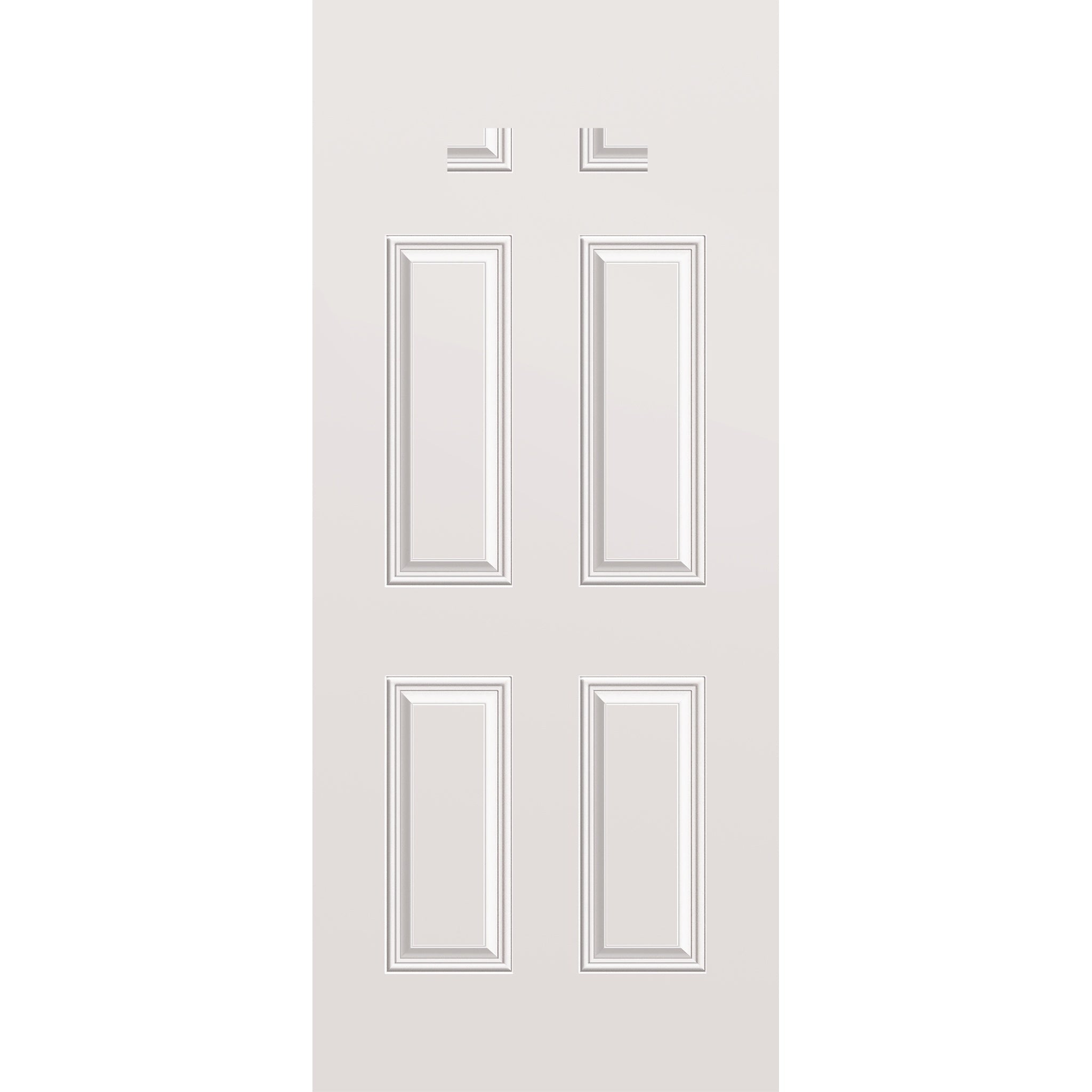 Steel edge entry door, 4 panel blank top, 34" x 80", primed white finish