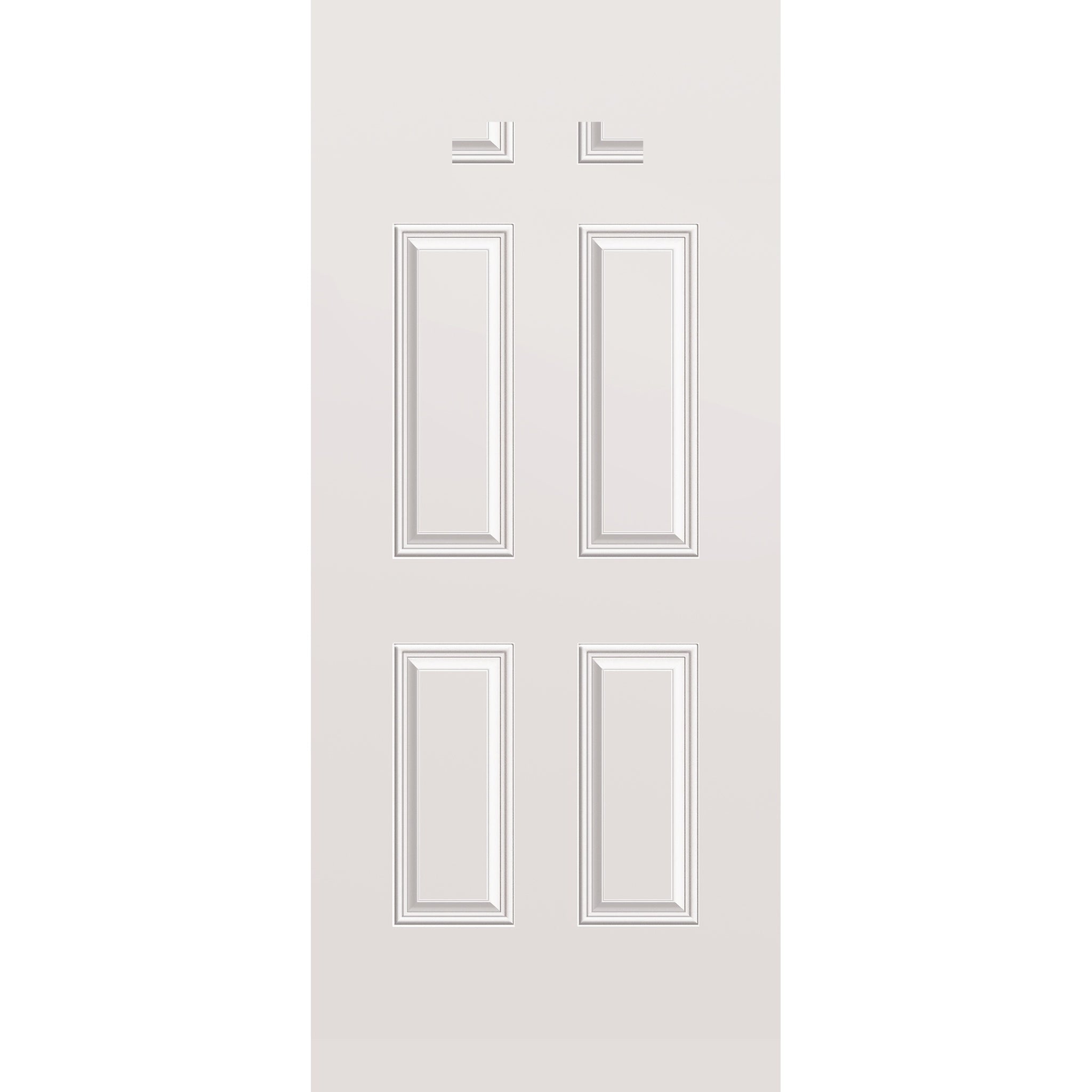 Wood edge steel entry door, 4 panel blank top, 36" x 84", primed white finish