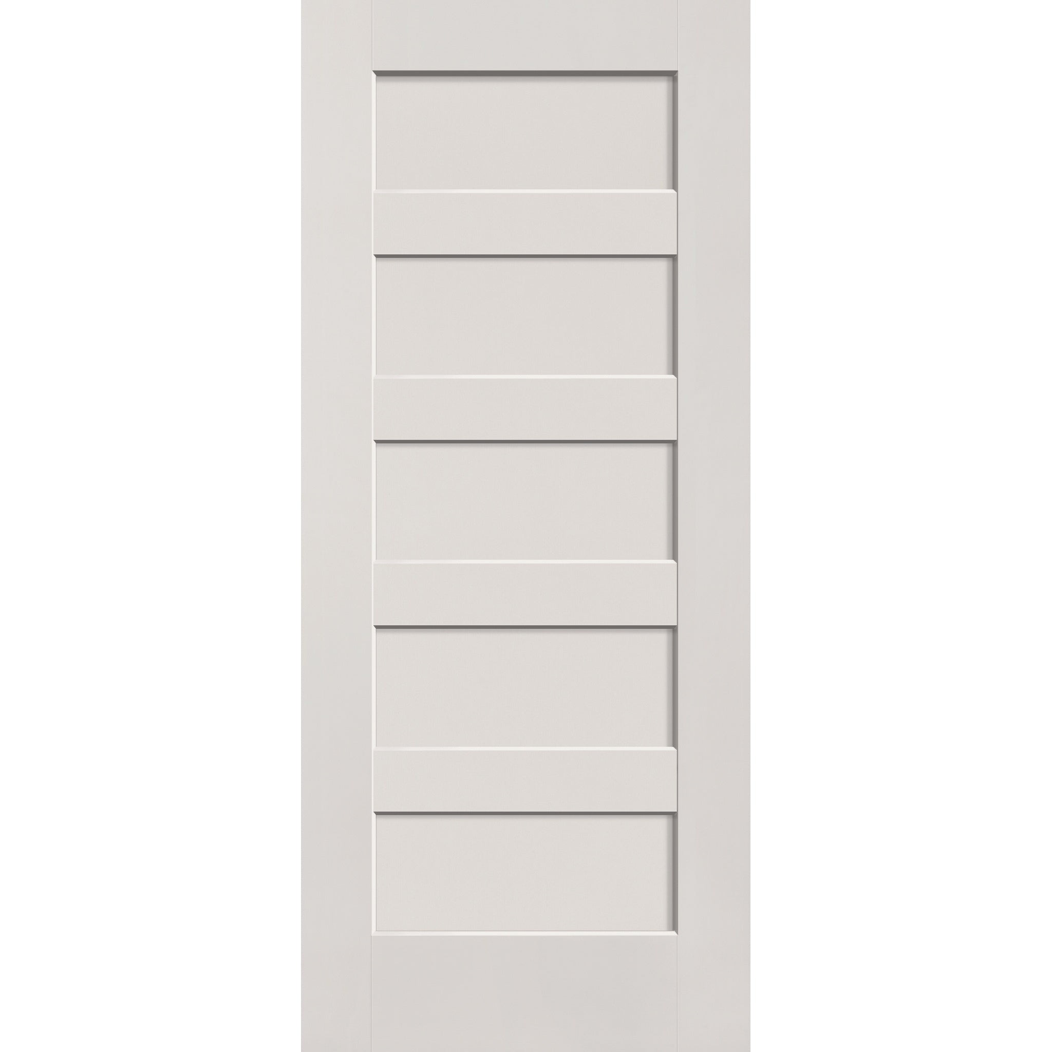 Hurricane-rated fiberglass entry door, 5 panel shaker, 34" x 80", white satin smooth finish