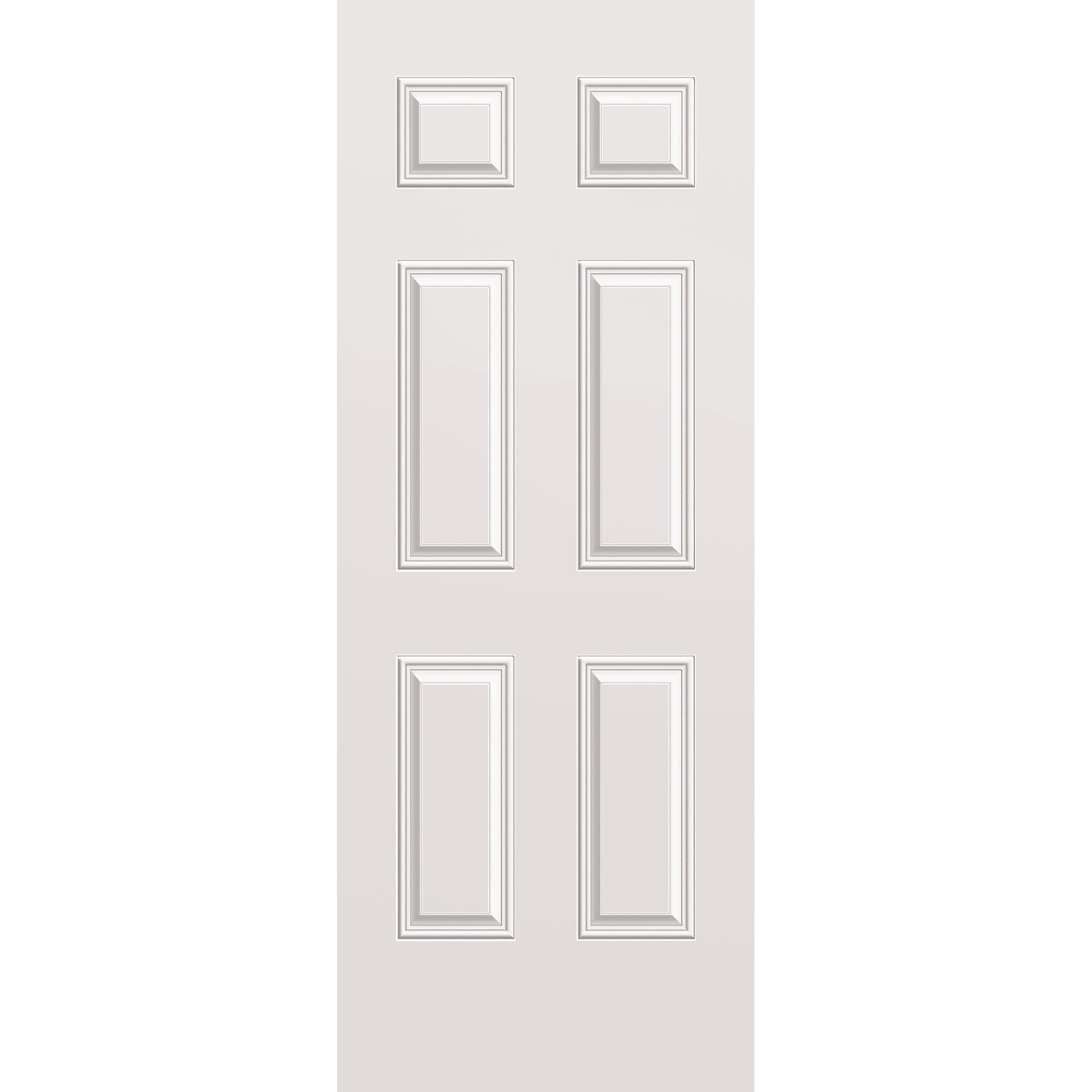 Wood edge steel entry door, 6 panel, 32" x 84", primed white finish