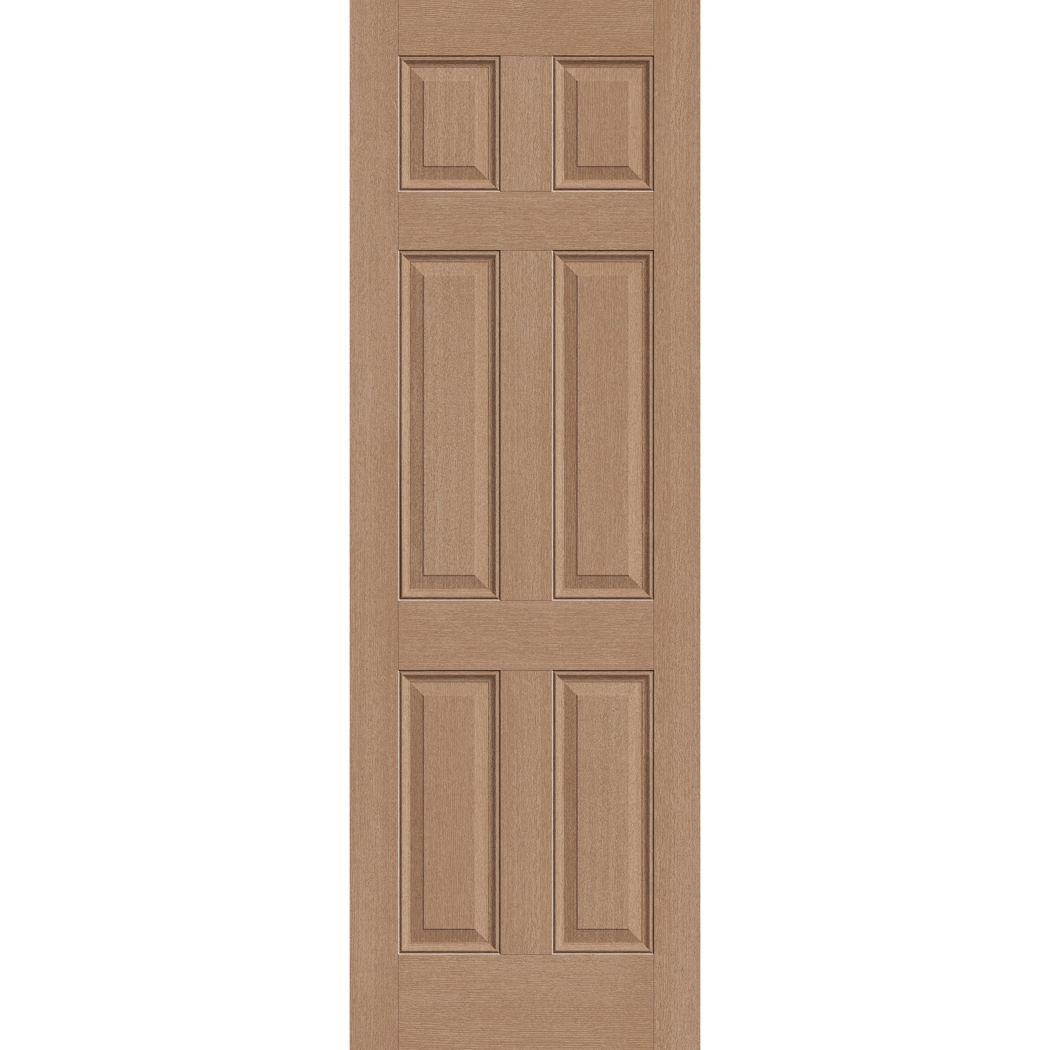 Fiberglass entry door, 6 panel, 32" x 96", tan woodgrain finish