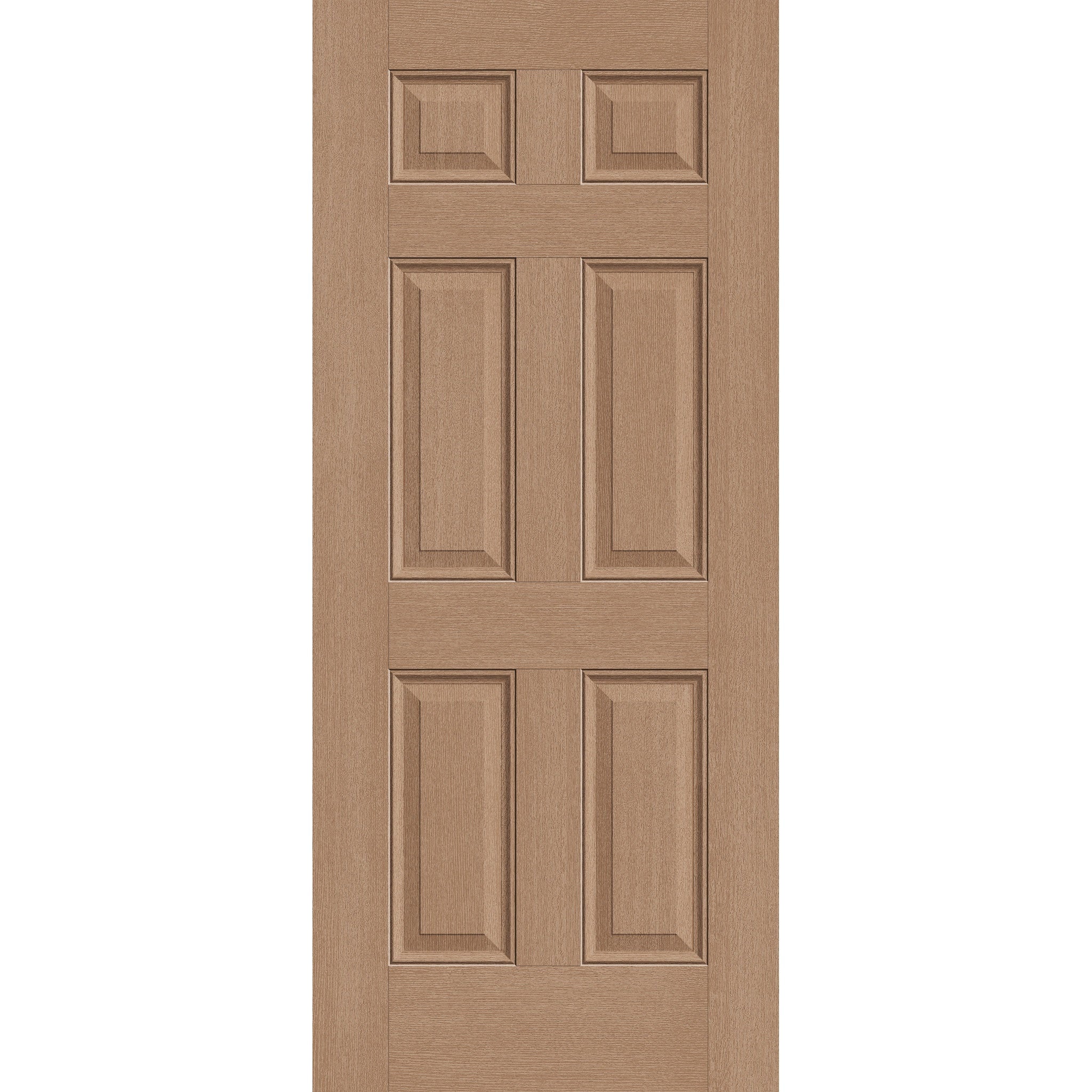 Fiberglass entry door, 6 panel, 34" x 80", tan woodgrain finish