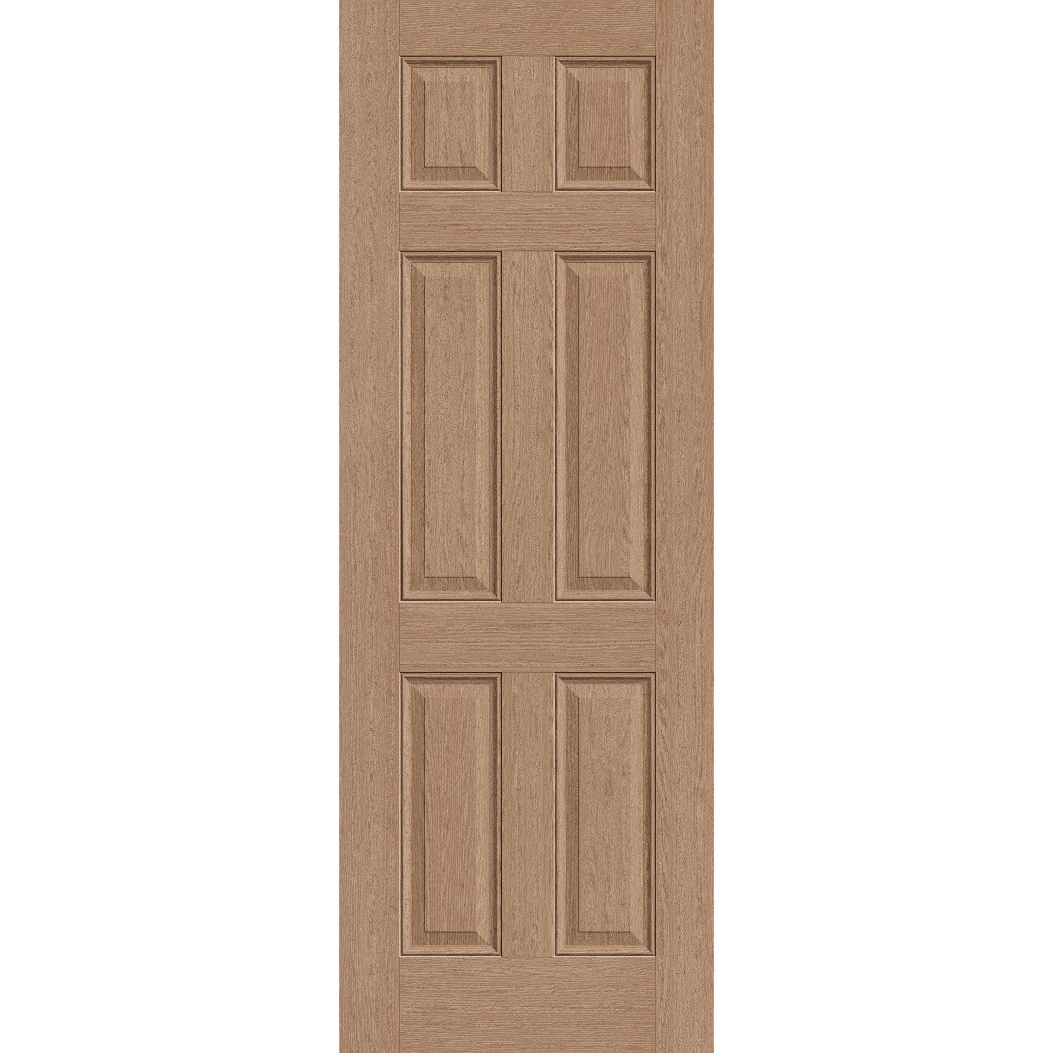 Fiberglass entry door, 6 panel, 34" x 96", tan woodgrain finish