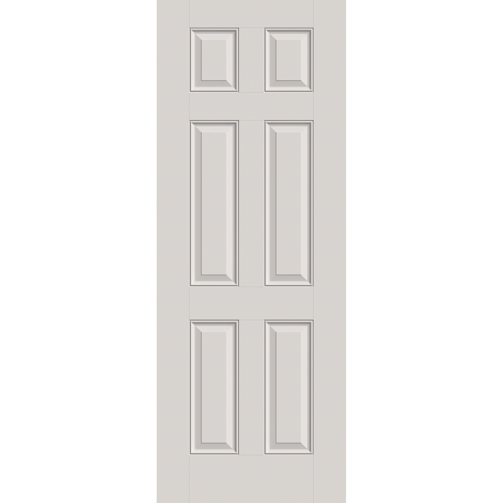 Hurricane-rated fiberglass entry door, 6 panel, 36" x 96", white satin smooth finish