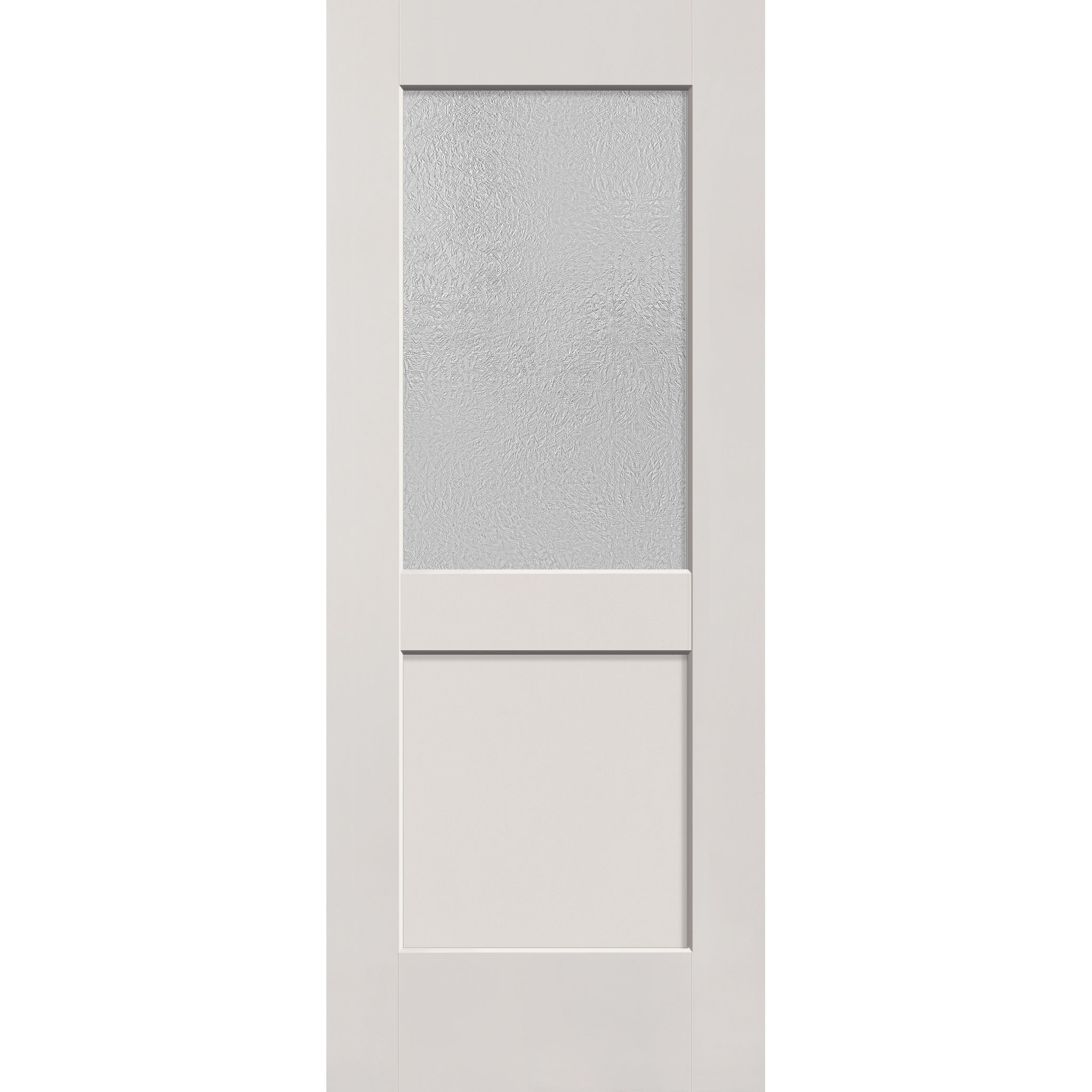 Micro-Granite flush glazed fiberglass entry door, half lite shaker, 32" x 80", white satin smooth finish