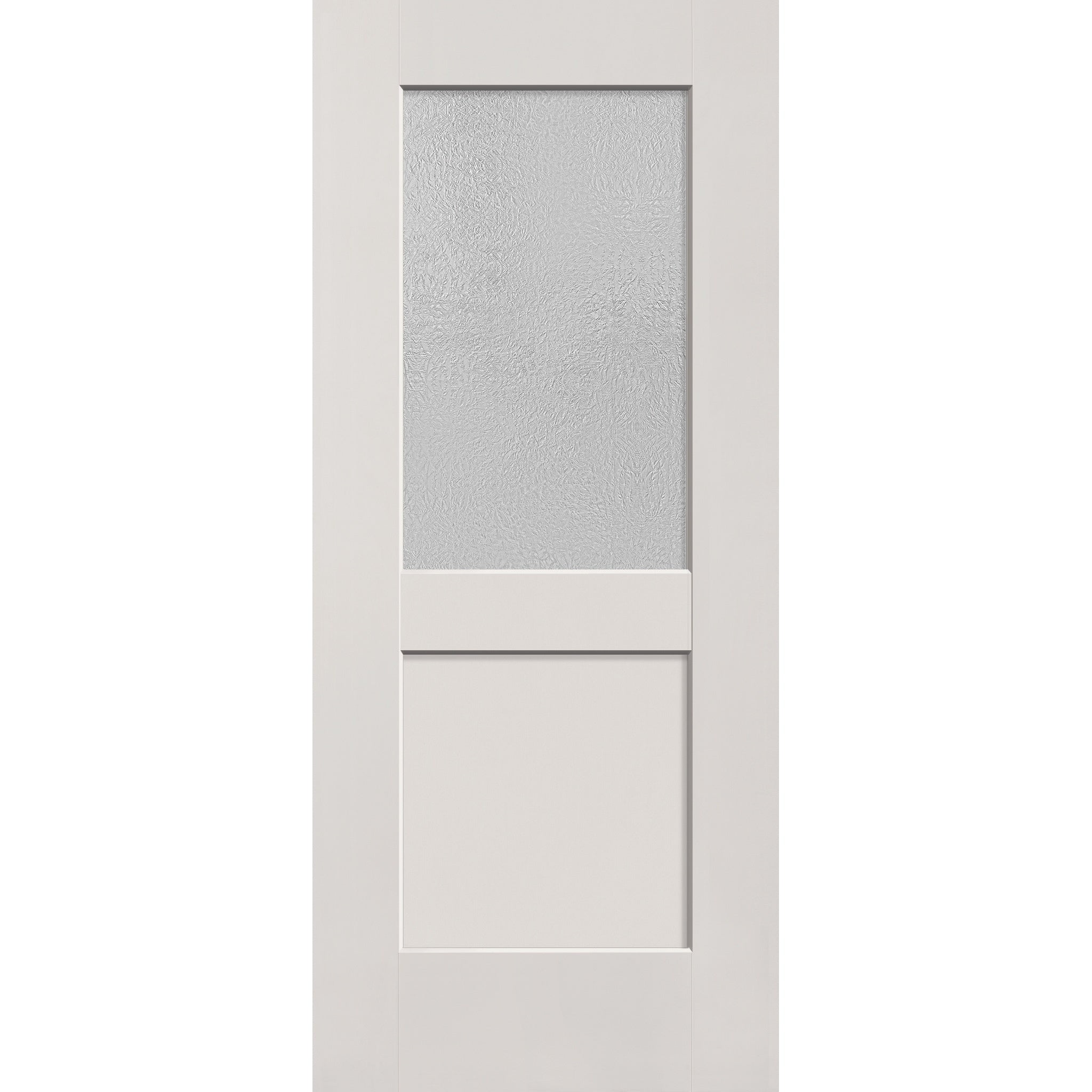 Micro-Granite flush glazed fiberglass entry door, half lite shaker, 34" x 80", white satin smooth finish