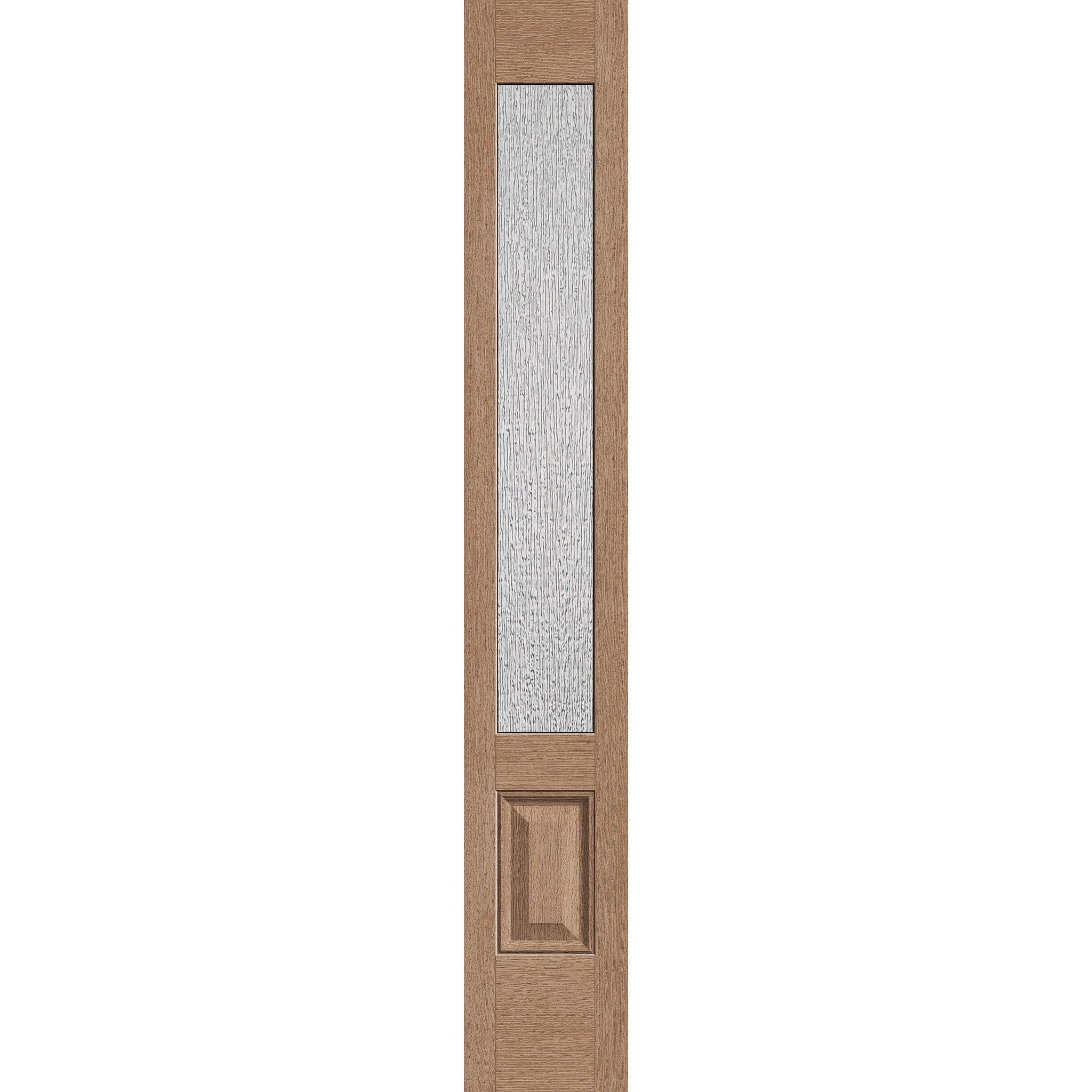 Rain flush glazed fiberglass sidelite panel, 3/4 lite, 12" x 80", tan woodgrain finish