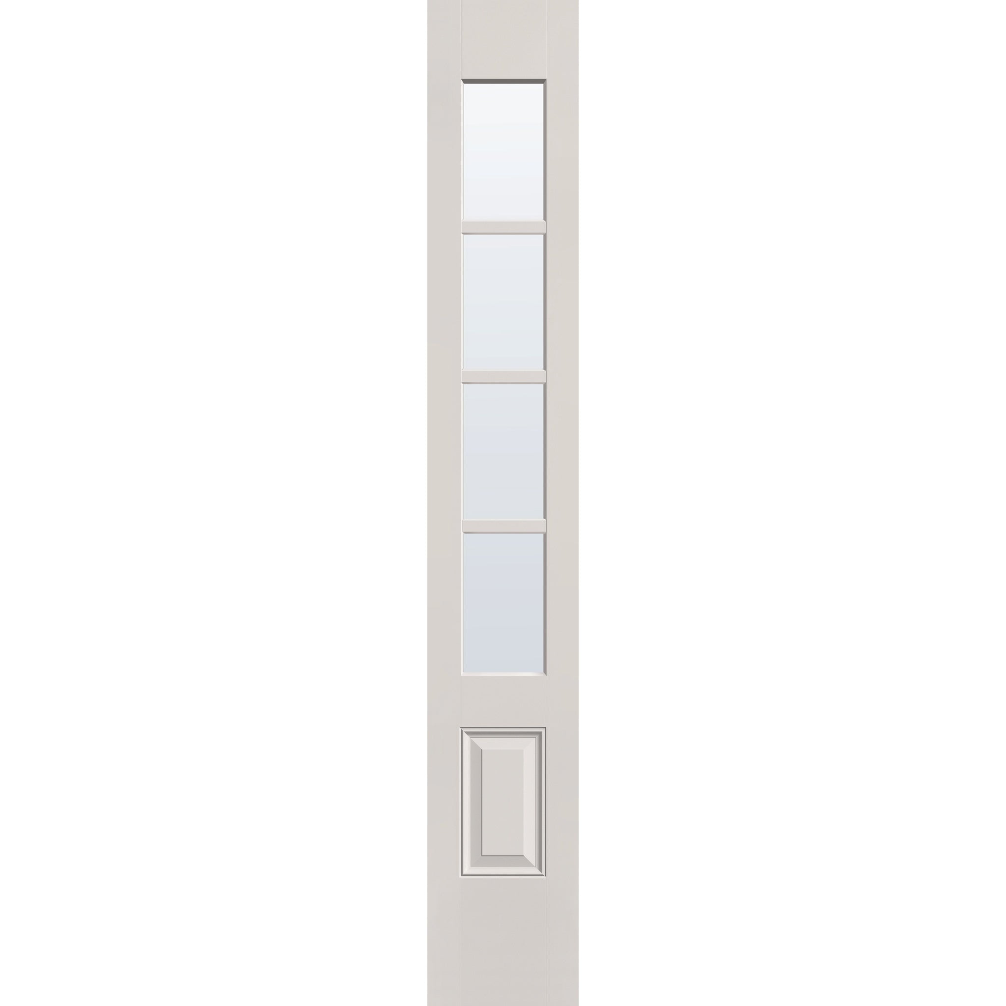 Clear flush glazed fiberglass sidelite panel, 3/4 lite, 12" x 80", white satin smooth finish
