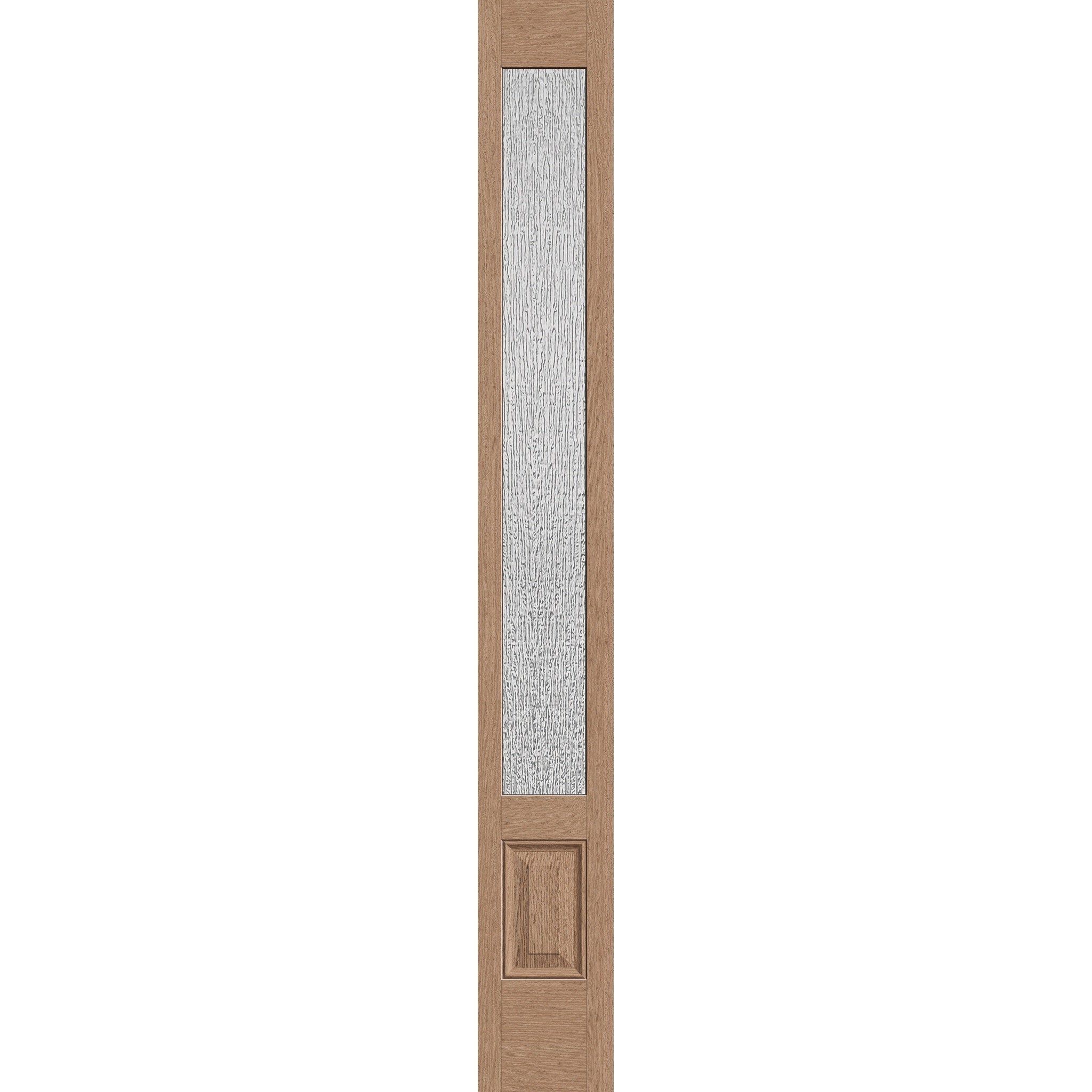 Rain flush glazed fiberglass sidelite panel, 3/4 lite, 12" x 96", tan woodgrain finish