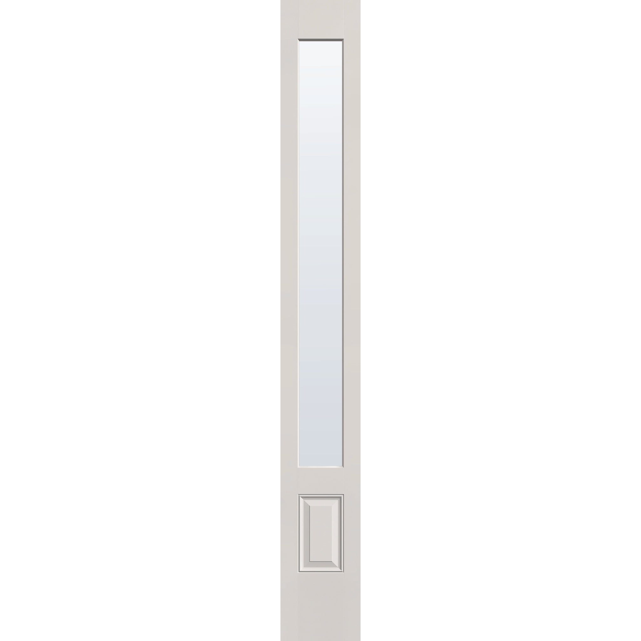 Clear flush glazed hurricane-rated fiberglass sidelite panel, 3/4 lite, 12" x 96", white satin smooth finish
