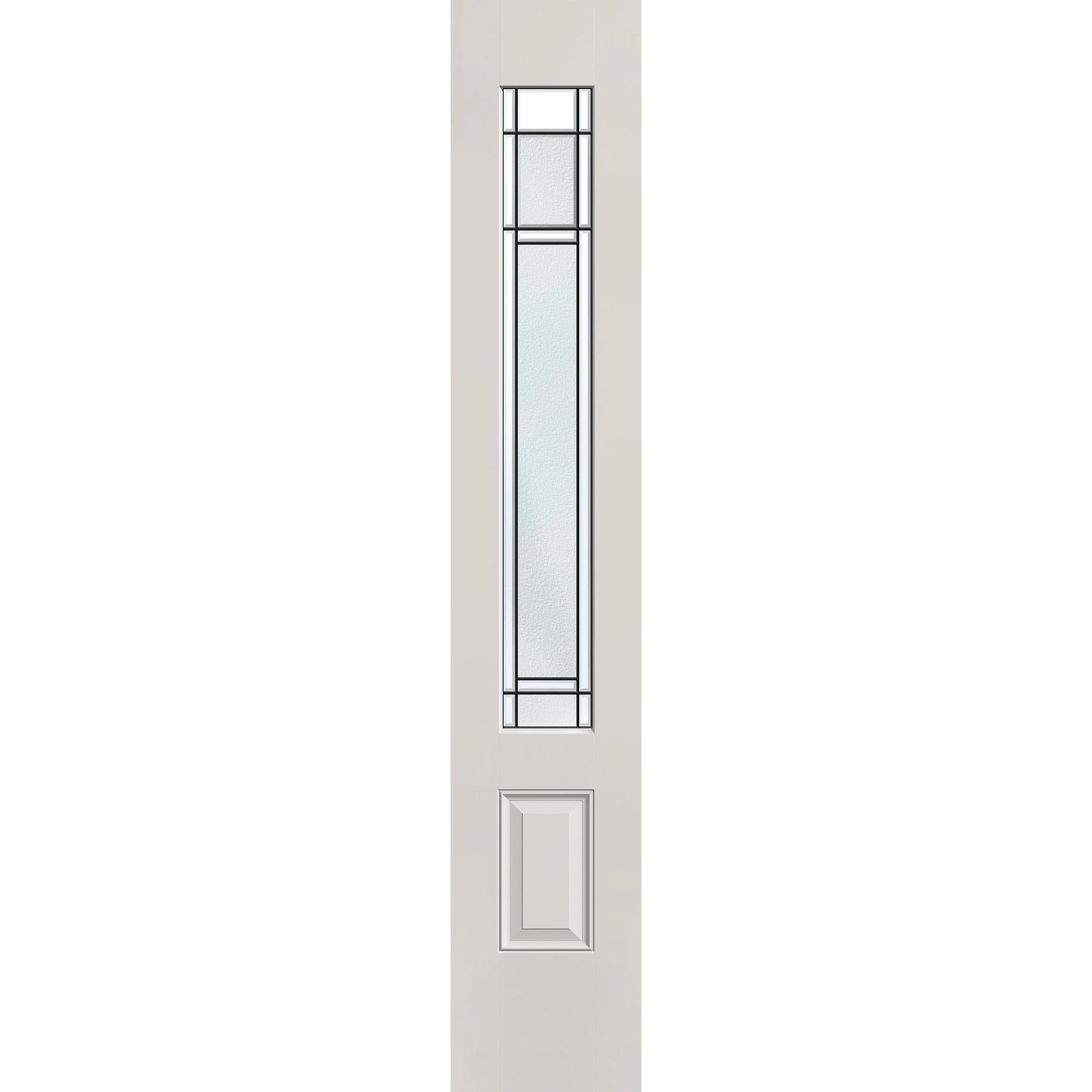 Berkley flush glazed fiberglass sidelite panel, 3/4 lite, 14" x 80", white satin smooth finish, Patina caming