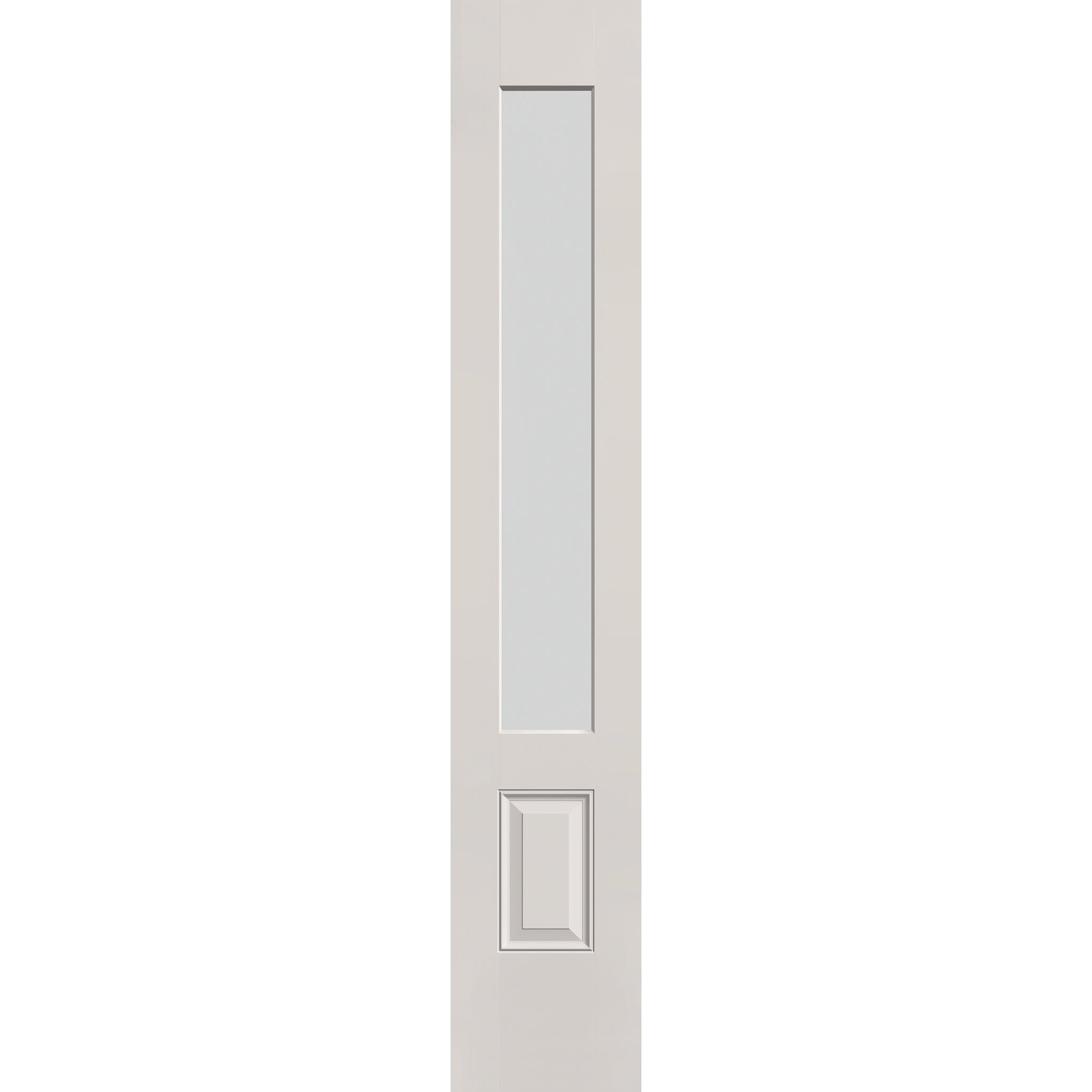 Frost flush glazed hurricane-rated fiberglass sidelite panel, 3/4 lite, 14" x 80", white satin smooth finish