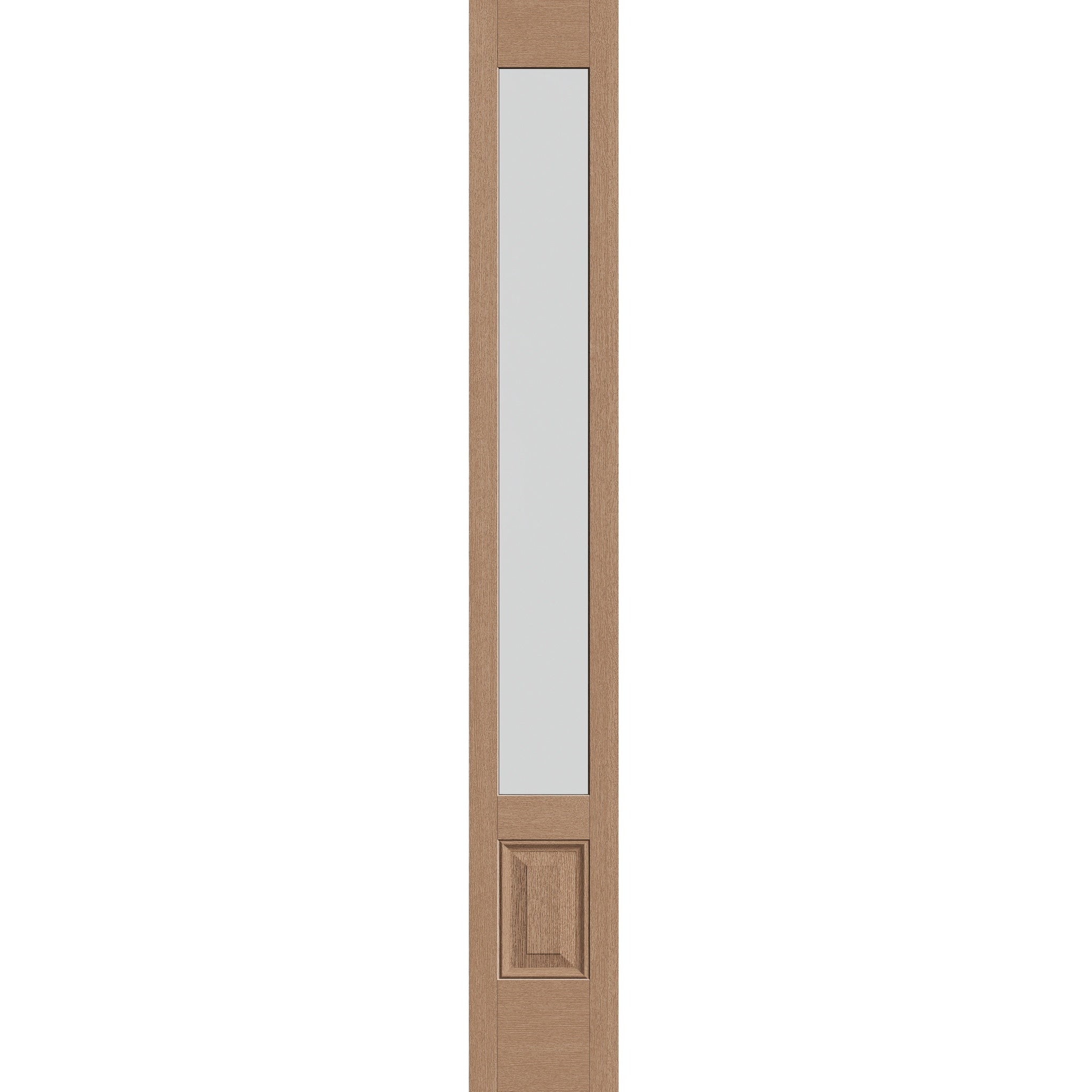 Frost flush glazed fiberglass sidelite panel, 3/4 lite, 14" x 96", tan woodgrain finish