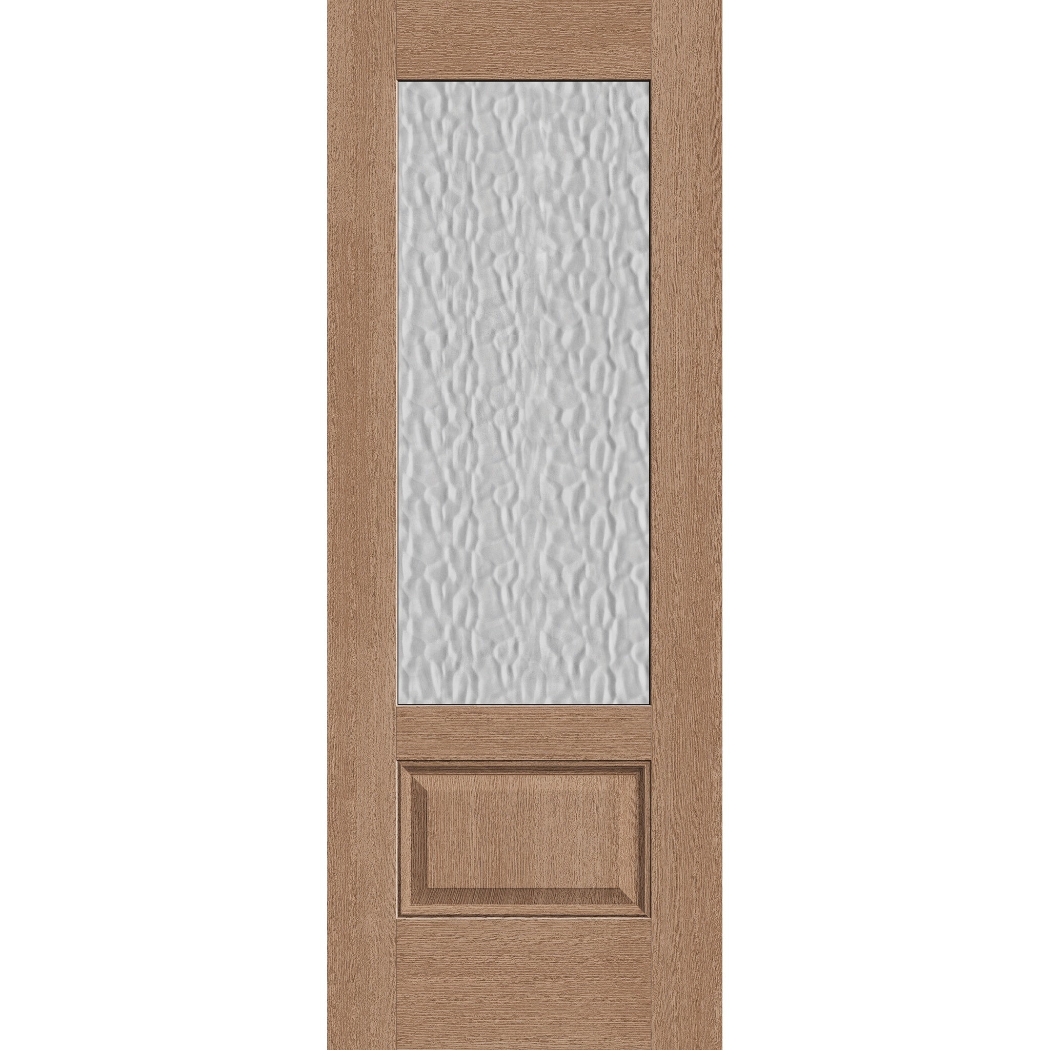 Vapor flush glazed fiberglass entry door, 3/4 lite, 30" x 80", tan woodgrain finish
