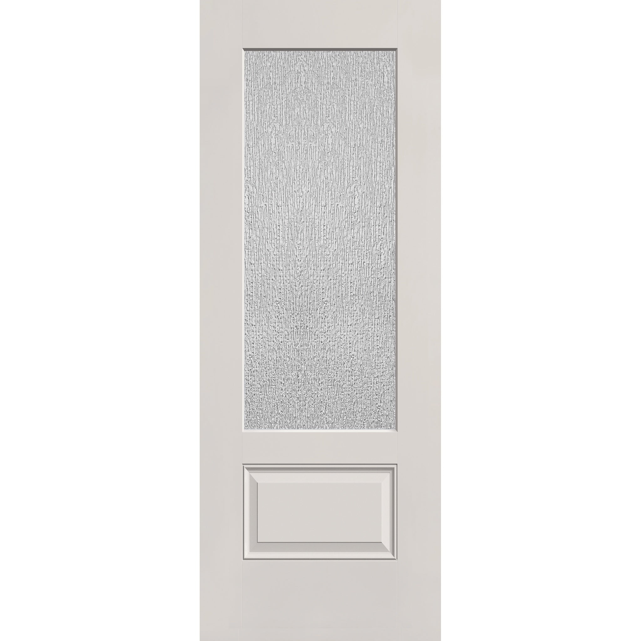 Rain flush glazed fiberglass entry door, 3/4 lite, 30" x 80", white satin smooth finish