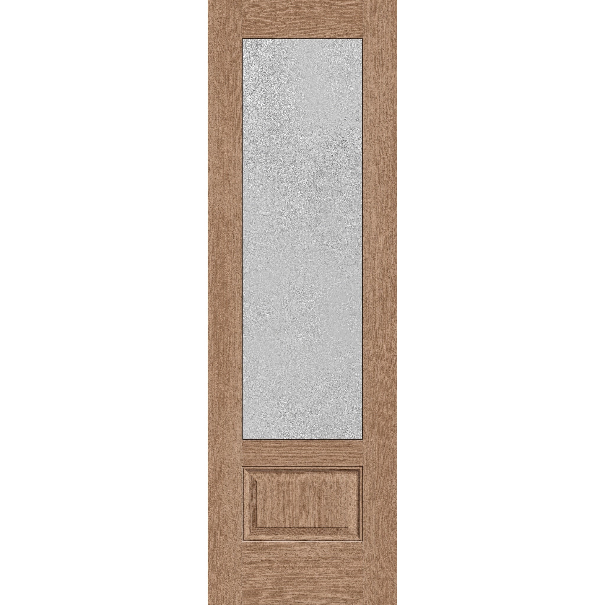Micro-Granite flush glazed hurricane-rated fiberglass entry door, 3/4 lite, 30" x 96", tan woodgrain finish