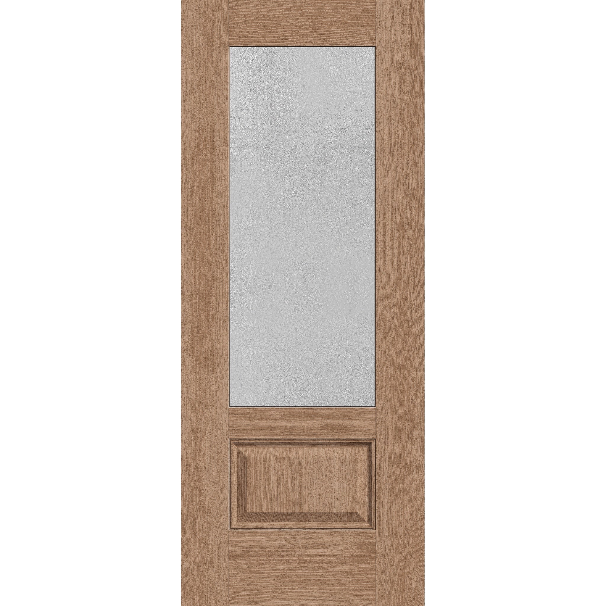 Micro-Granite flush glazed fiberglass entry door, 3/4 lite, 32" x 80", tan woodgrain finish