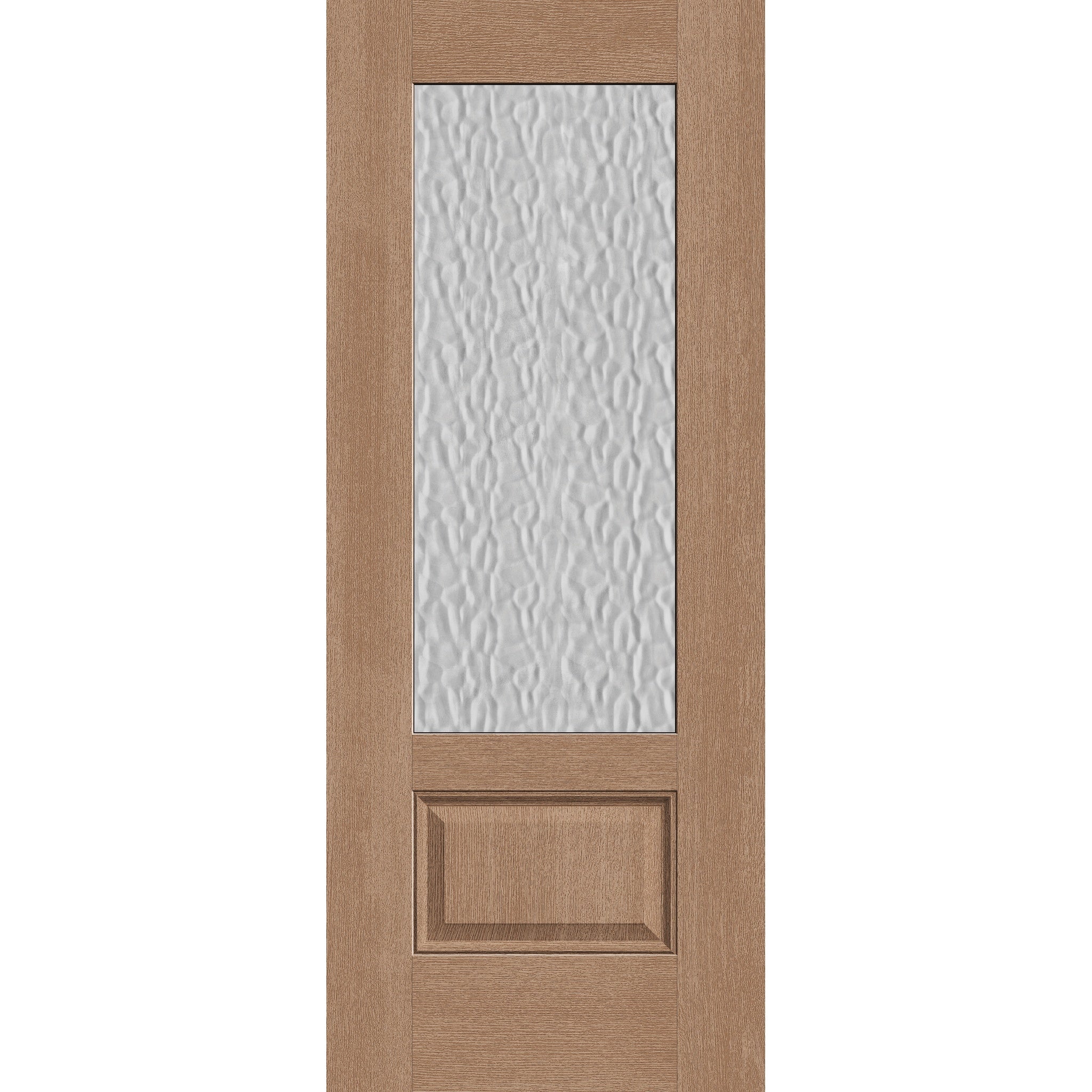 Vapor flush glazed fiberglass entry door, 3/4 lite, 32" x 80", tan woodgrain finish
